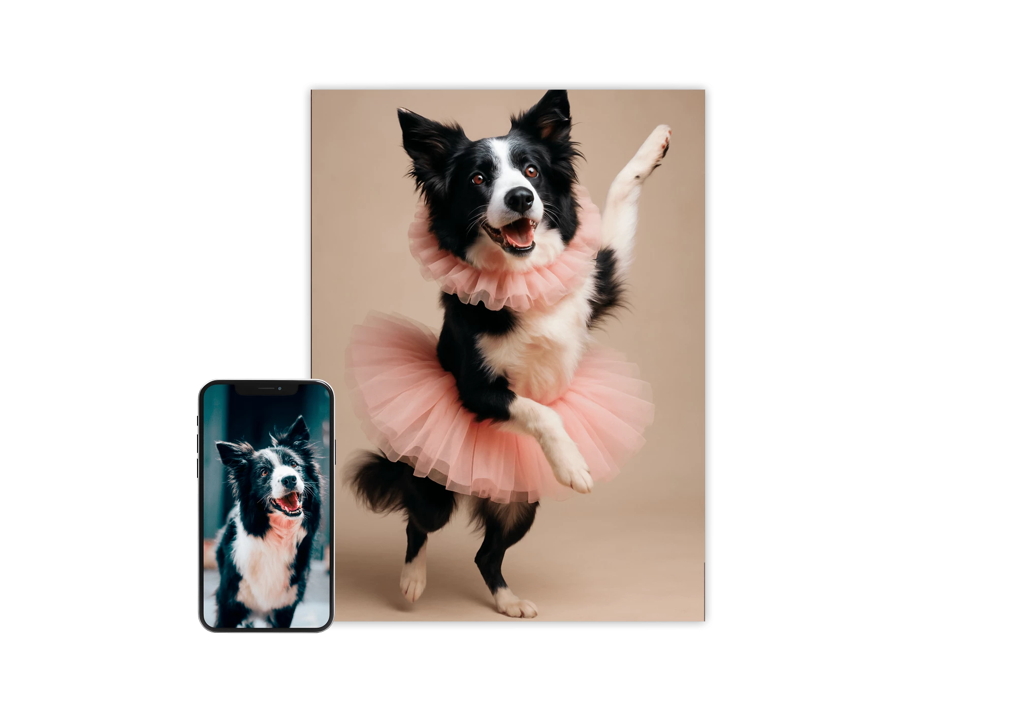 Ajoutez une touche charmante à votre espace avec cette affiche de chien en danse classique. Parfaite pour les amateurs d'animaux, cette décoration captivante met en scène un chien élégant dansant avec grâce et style, idéal pour embellir n'importe quel intérieur.