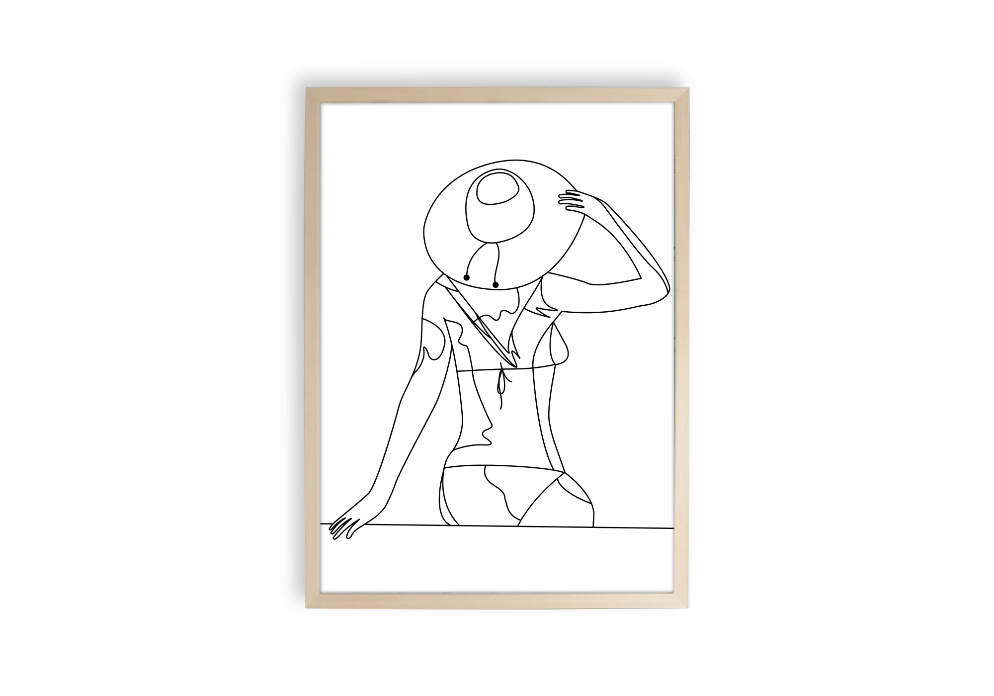 Poster line art femme au chapeau