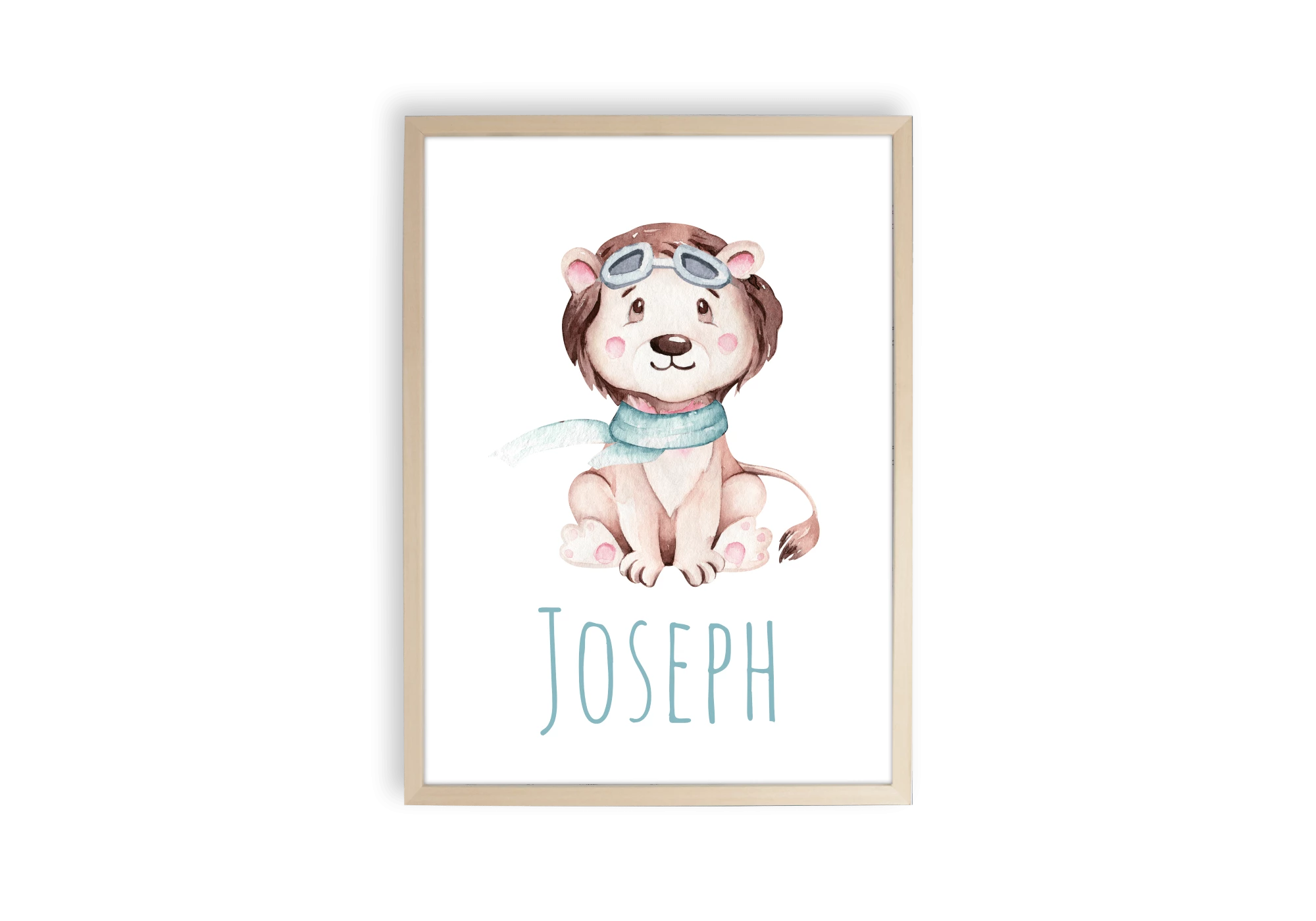 Affiche lionceau Joseph personnalisable  pour chambre d'enfant.
