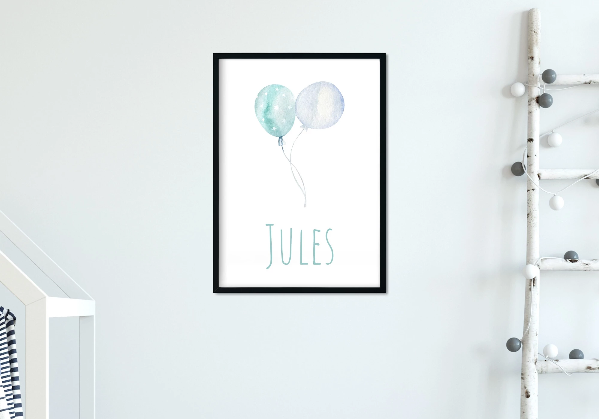 affiche ballons bleus garçon