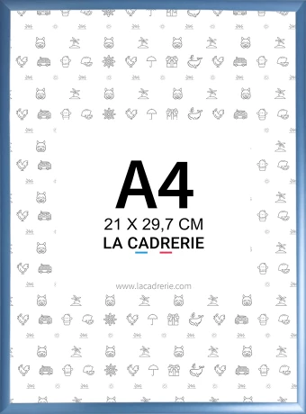 Découvrez notre élégant cadre A4 en aluminium bleu, idéal pour sublimer posters et affiches. Ce cadre photo A4, au design moderne, rehausse votre décoration intérieure, ajoutant une touche sophistiquée à tout espace.
