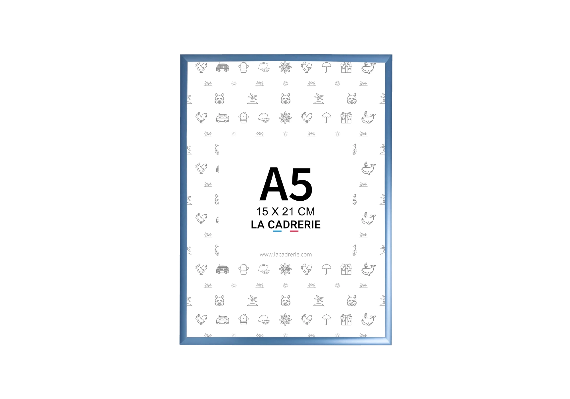Cadre en aluminium bleu idéal pour encadrer vos photos et posters de dimensions 15x21 cm.