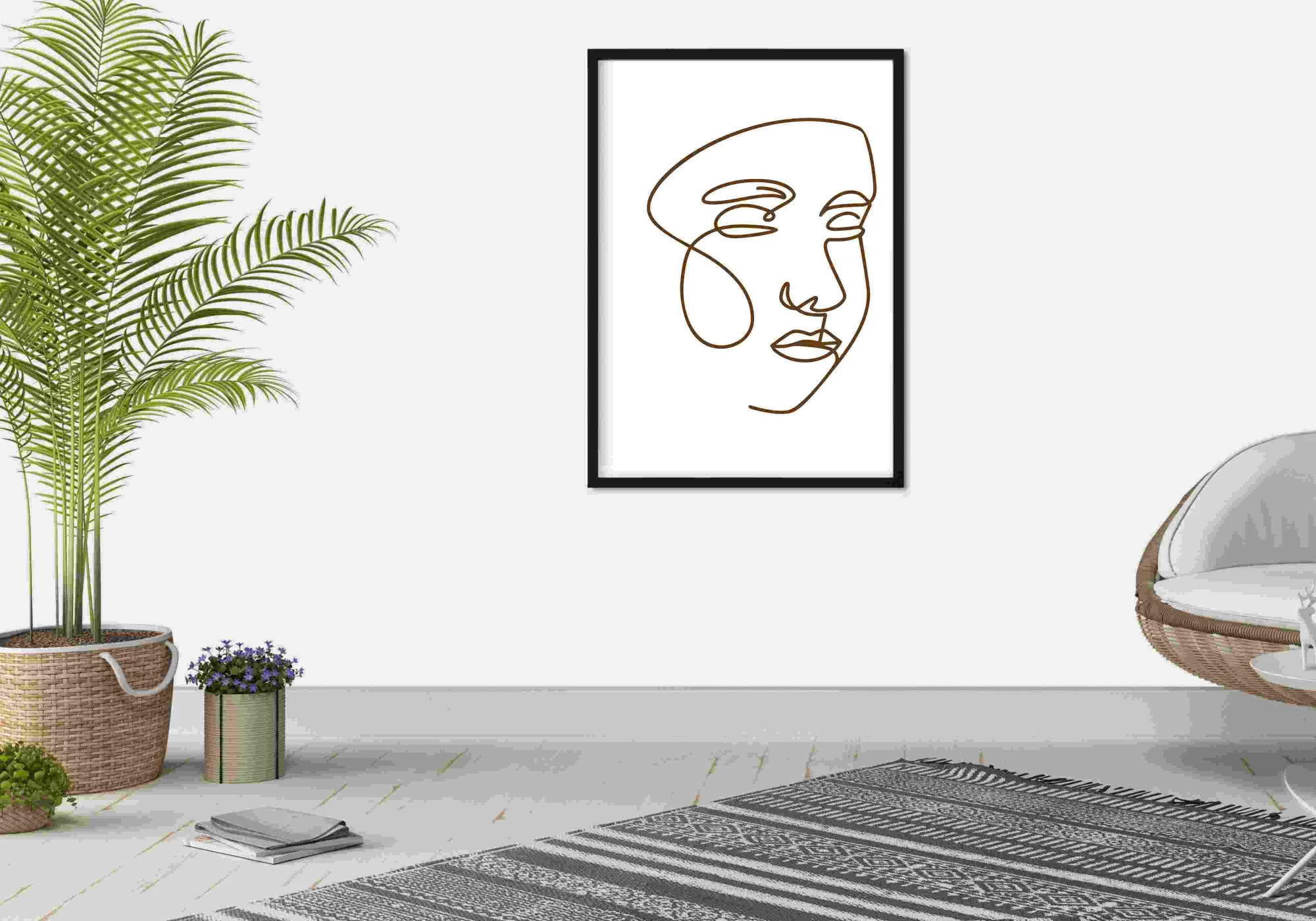 Poster line art visage de femme  aux traits fins