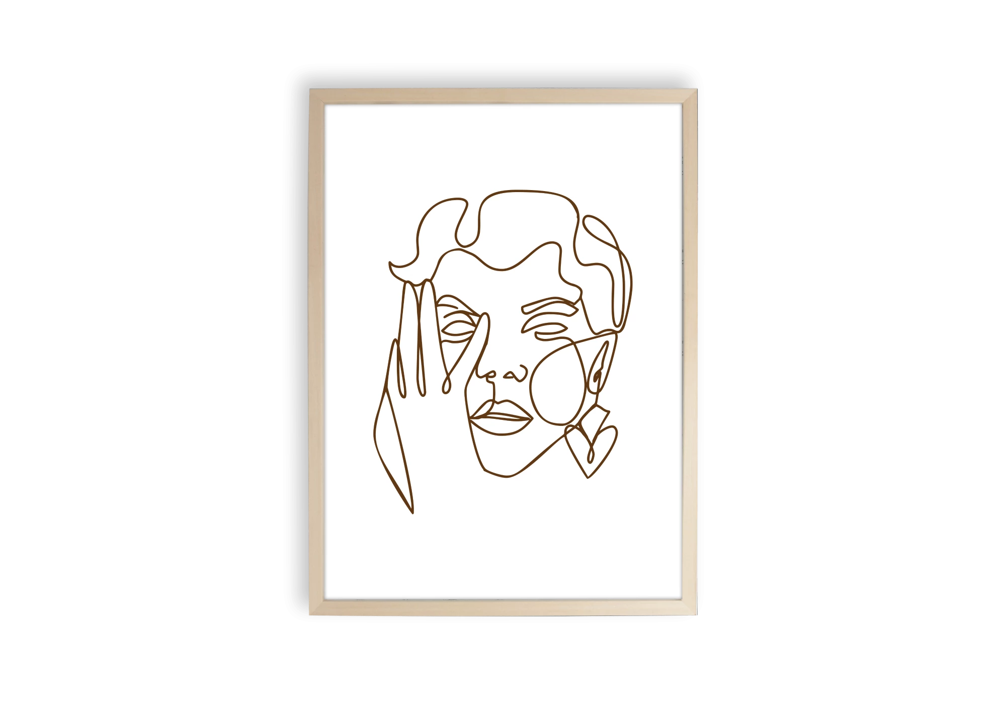 Affiche line art tête avec une main