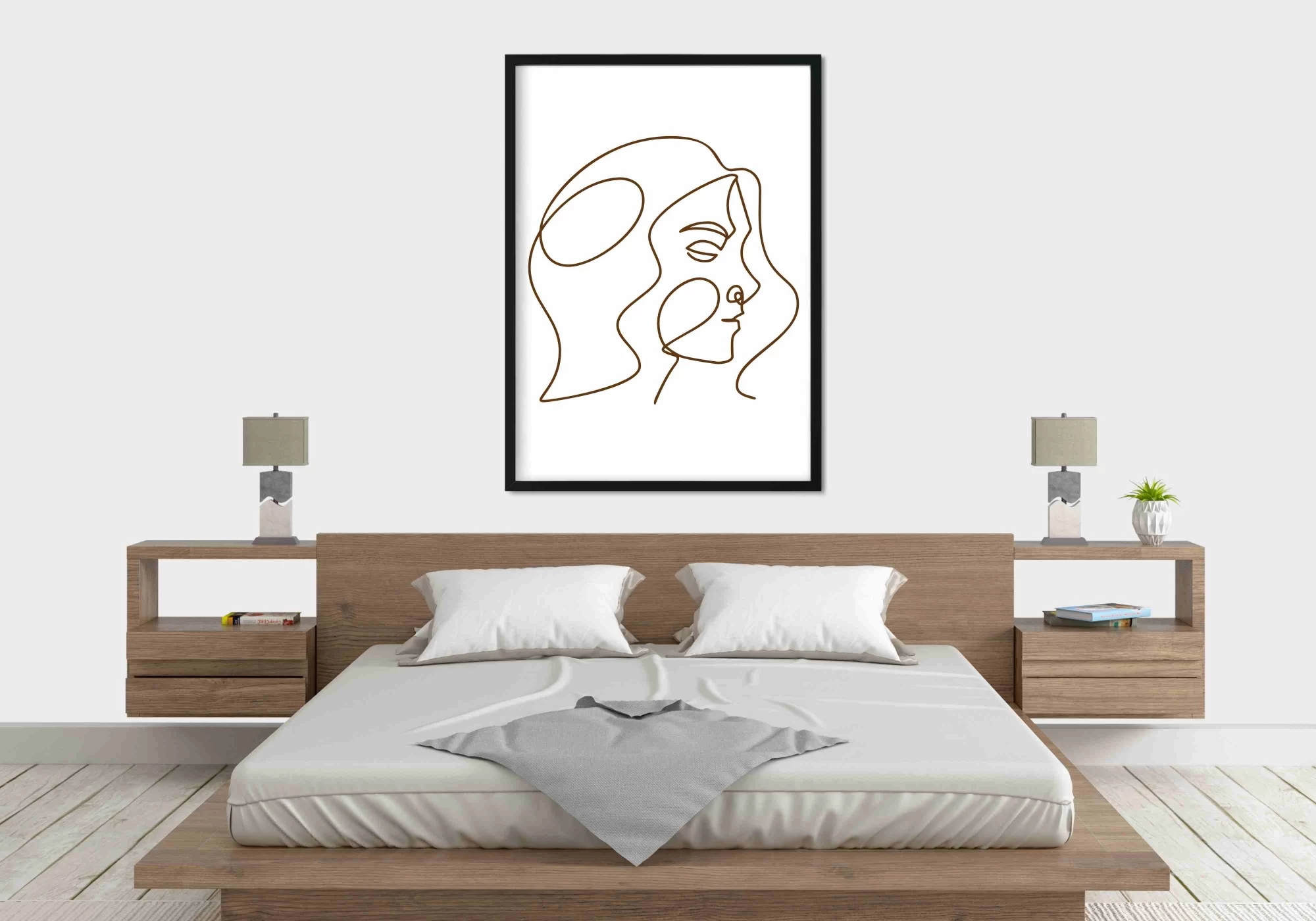 Poster line art avec une tête de profil