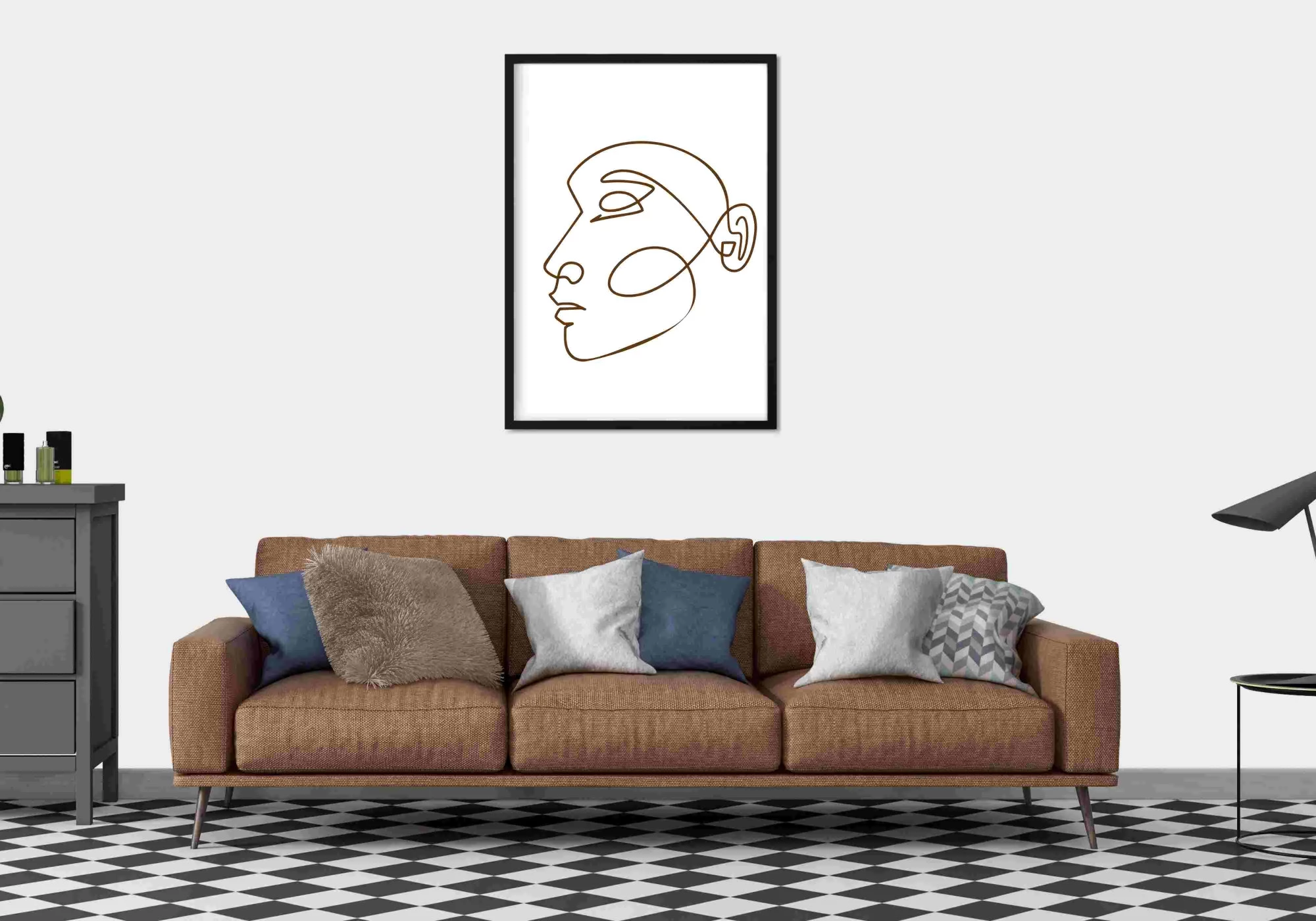 Poster line art visage femme de profil