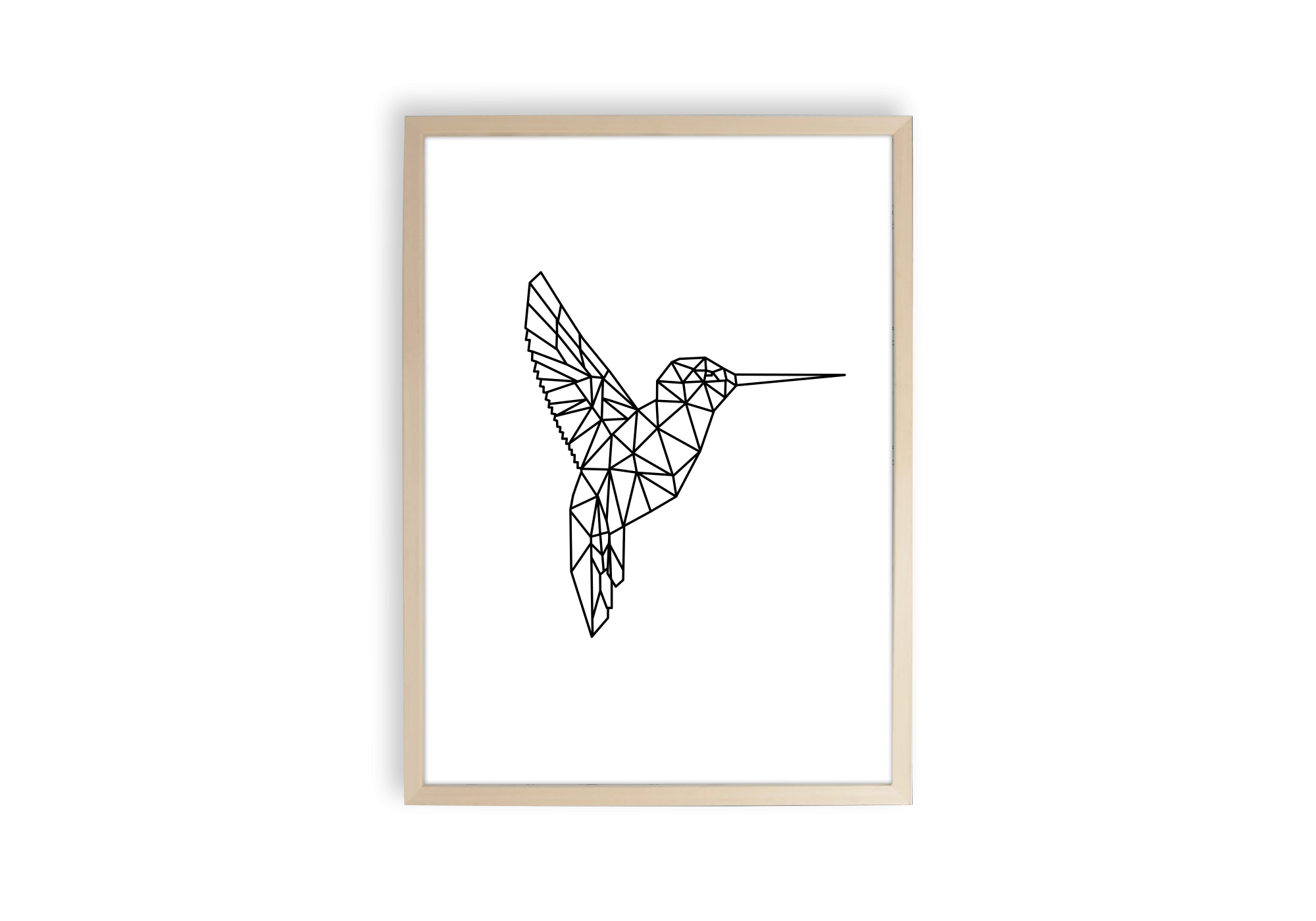 poster colibri en origami de couleur noir