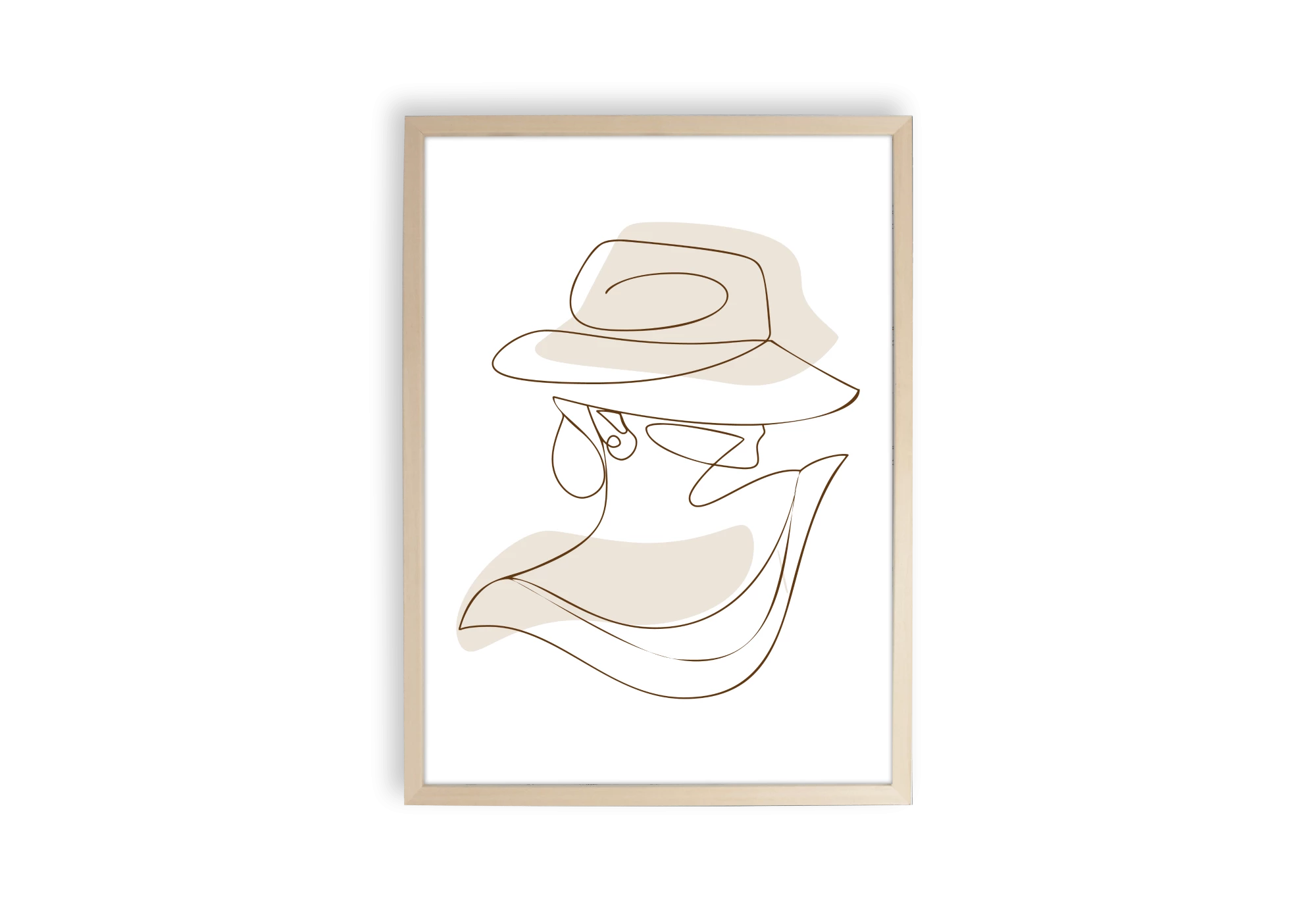 Affiche line art d'une femme de profil portant un chapeau.