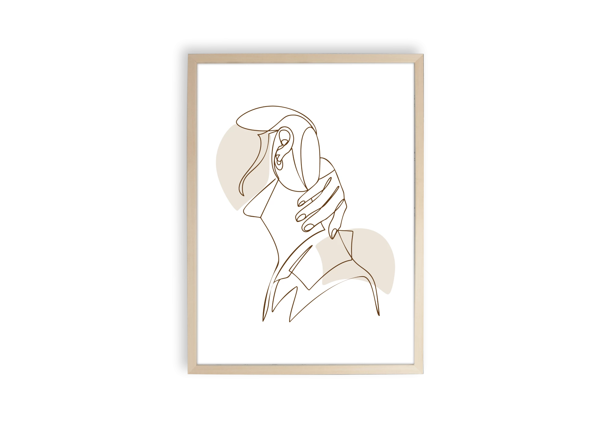 Affiche line art d'une femme ayant la main dans le cou