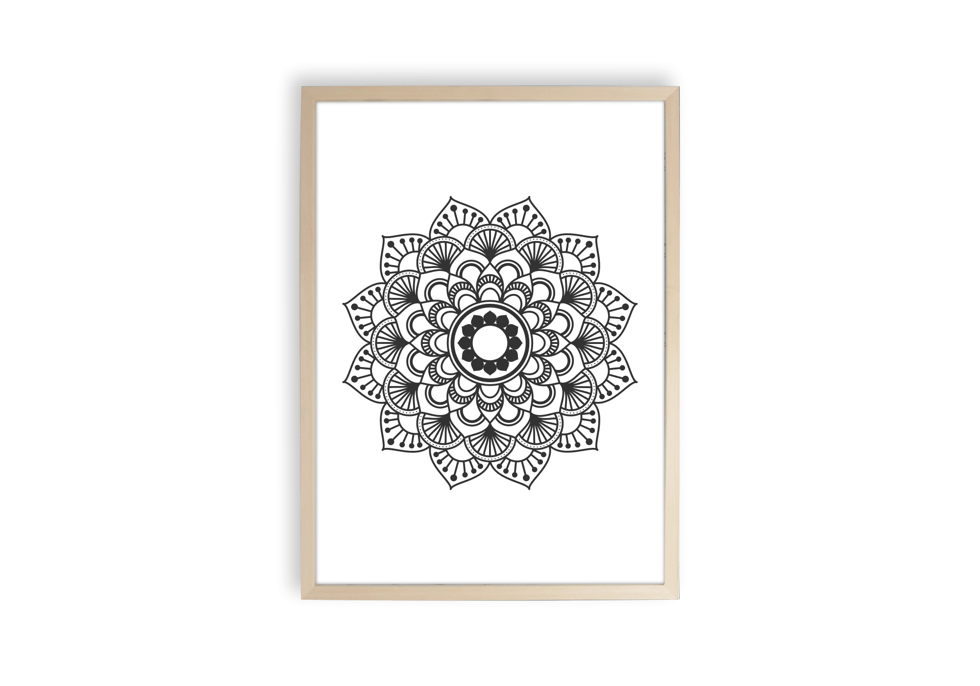 tableau mandala noir avec fond blanc