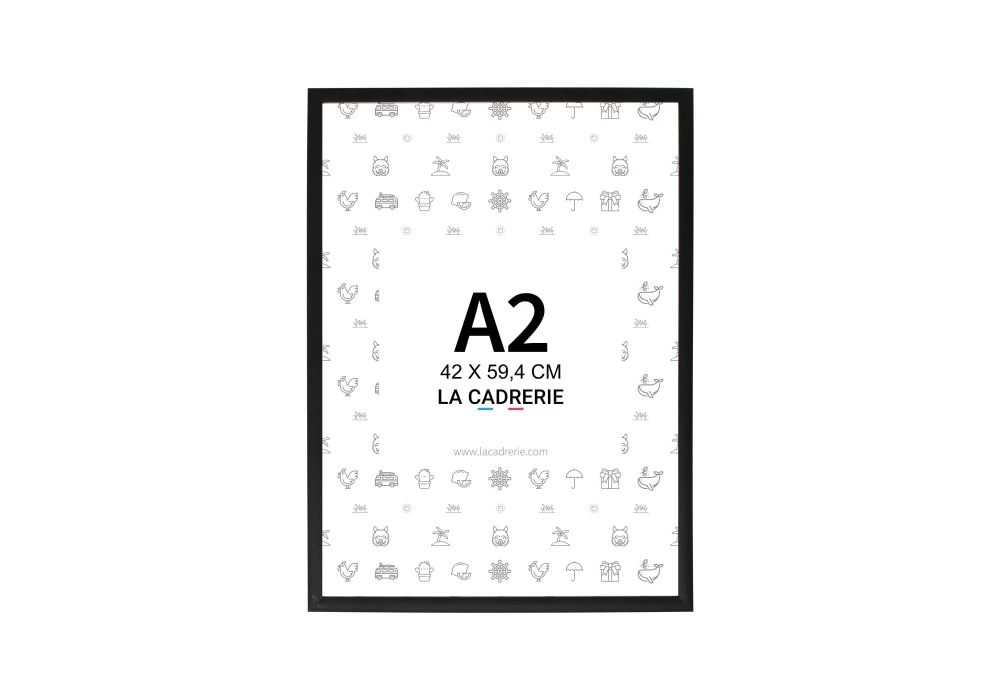 Cadre en aluminium noir mat idéal pour encadrer vos photos et posters de dimensions 42x59,4 cm.
