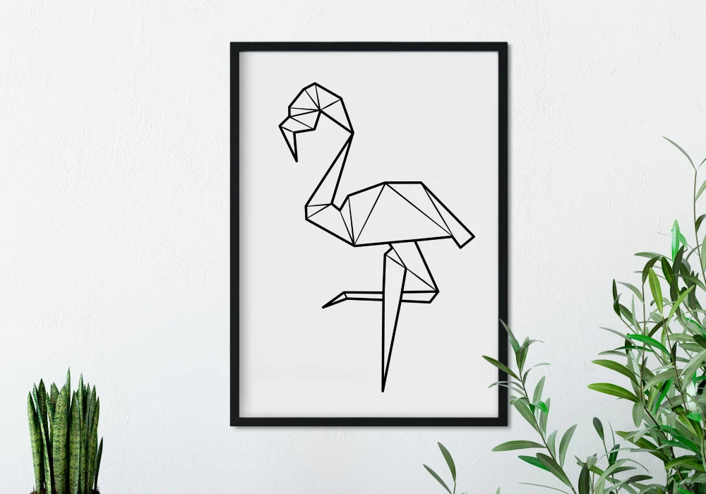 poster flamant rose en origami