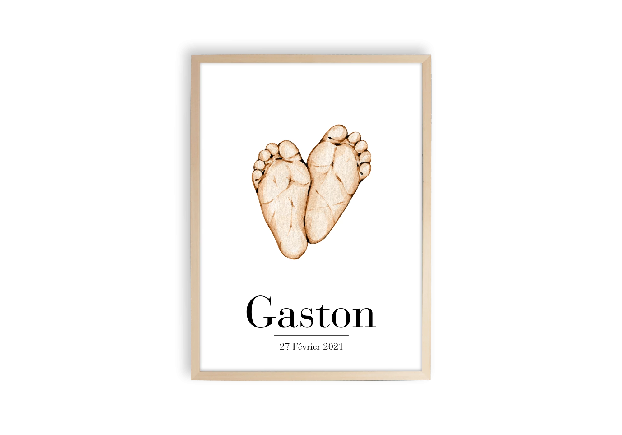 Affiche pieds de bébé personnalisable parfait comme souvenir de naissance.