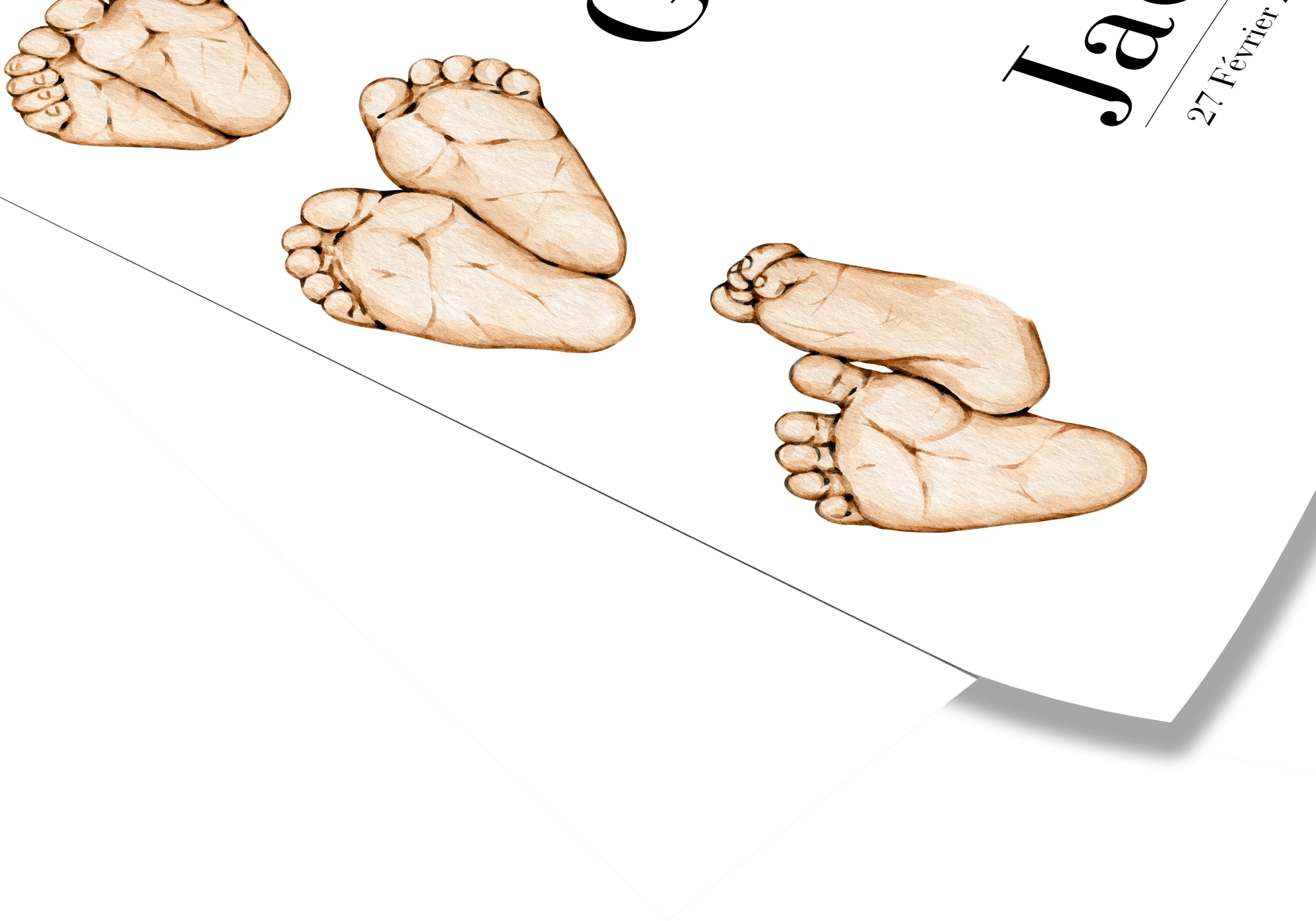 Poster représentant la naissance de 3 enfants. Personnalisez-la  avec le prénom des enfants ainsi que leur date de naissance pour un super souvenir.