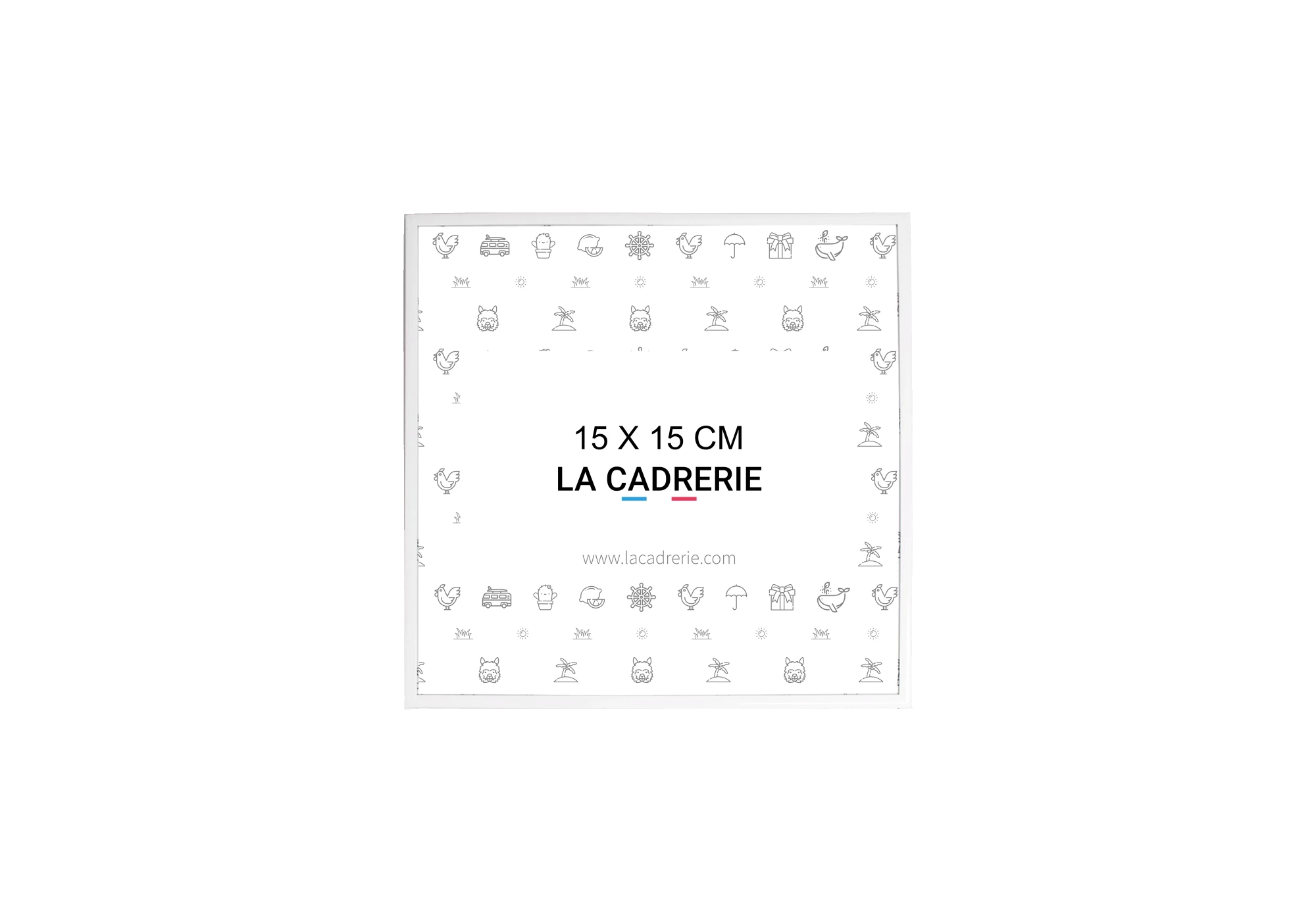 Cadre en aluminium blanc idéal pour encadrer vos photos et posters de dimensions 15x15 cm.