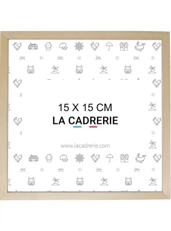 Cadre photo carre 15x15 cm en bois de tilleul et de couleur naturelle.