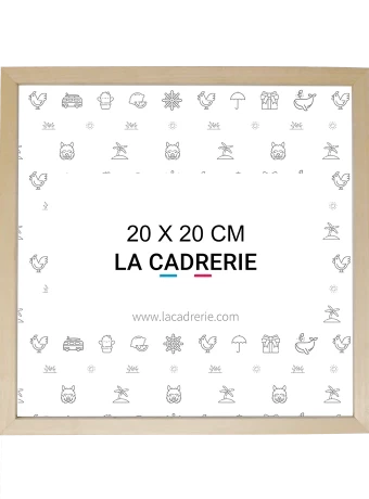 Cadre photo carre 20x20 cm en bois de tilleul et de couleur naturelle.