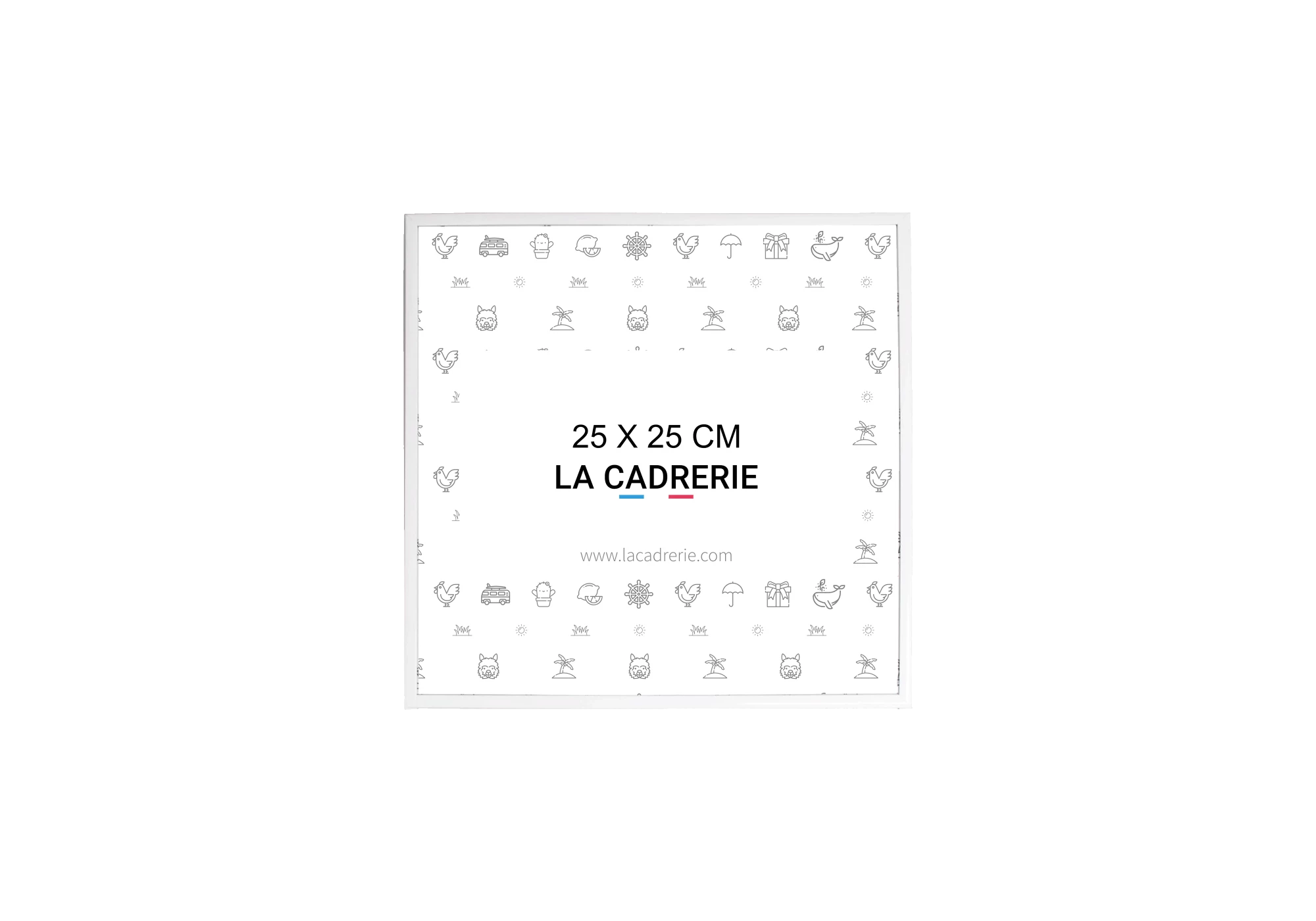 Cadre en aluminium blanc idéal pour encadrer vos photos et posters de dimensions 25x25 cm.