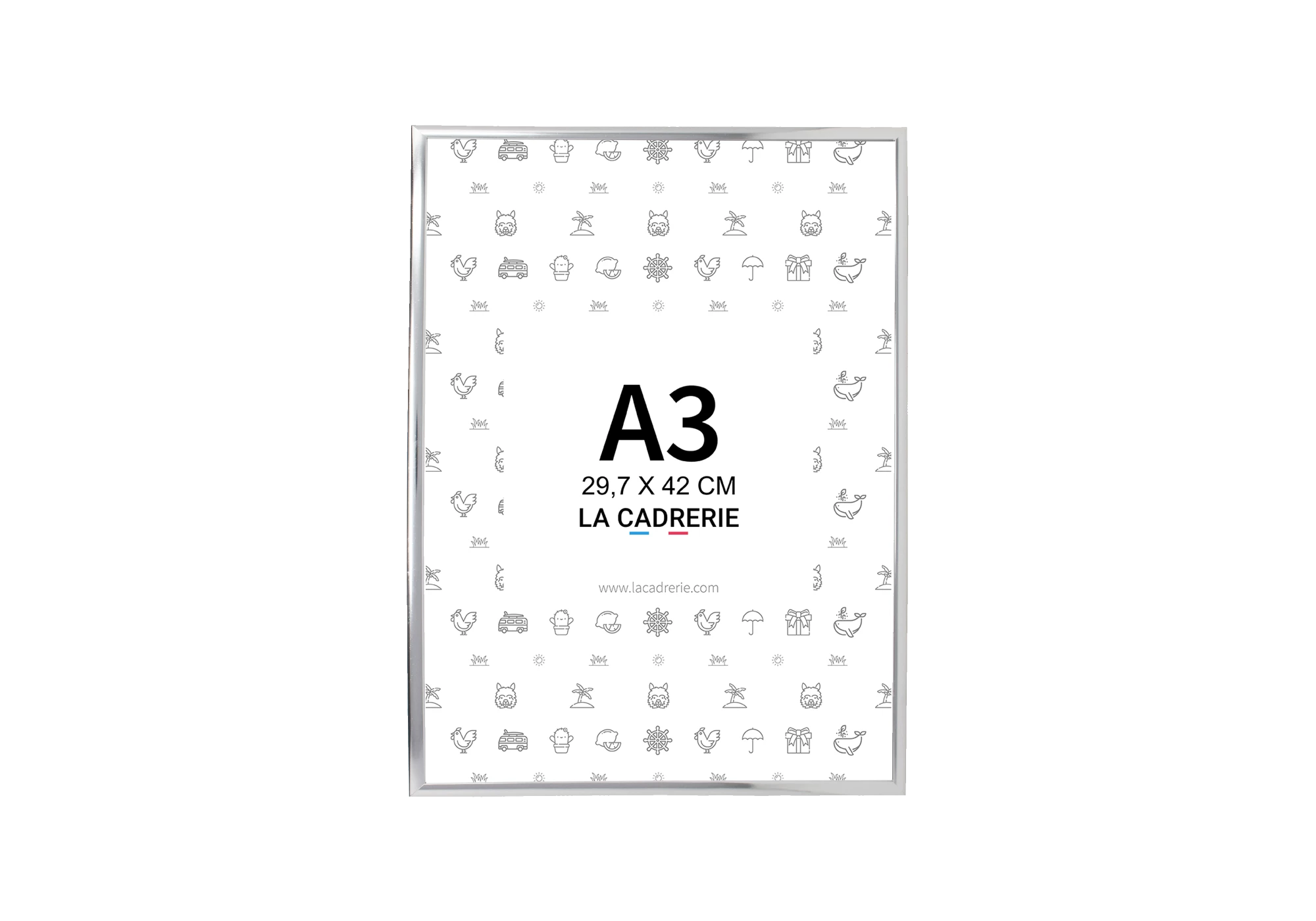 Cadre en aluminium argenté idéal pour encadrer vos photos et posters de dimensions 29,7x42 cm.