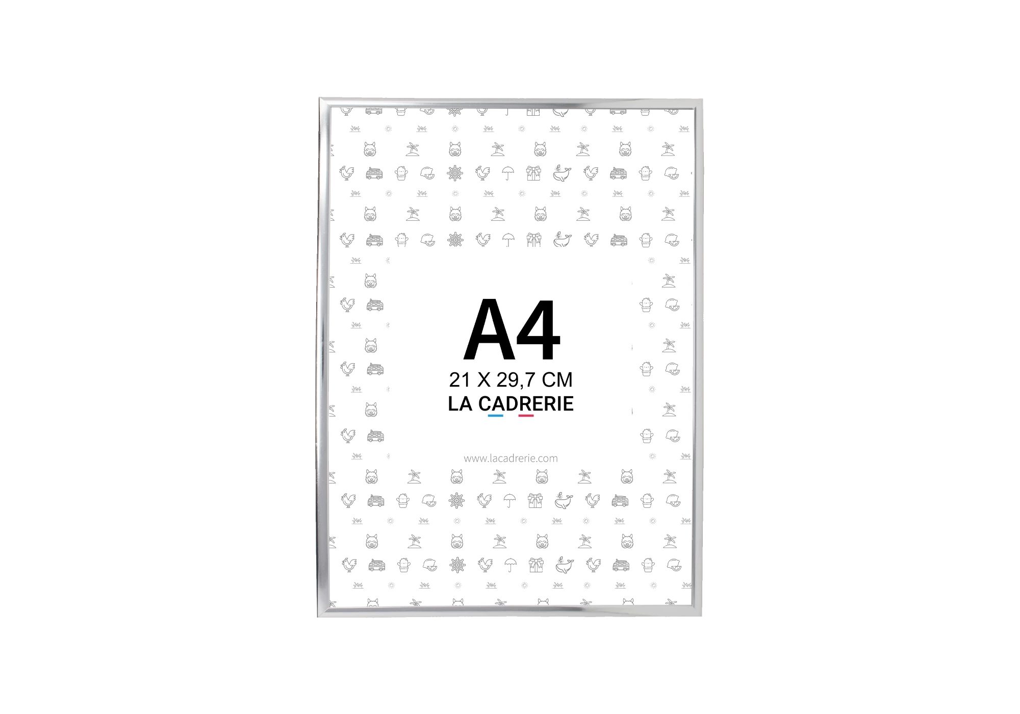 Cadre en aluminium argenté idéal pour encadrer vos photos et posters de dimensions 21x29,7 cm.