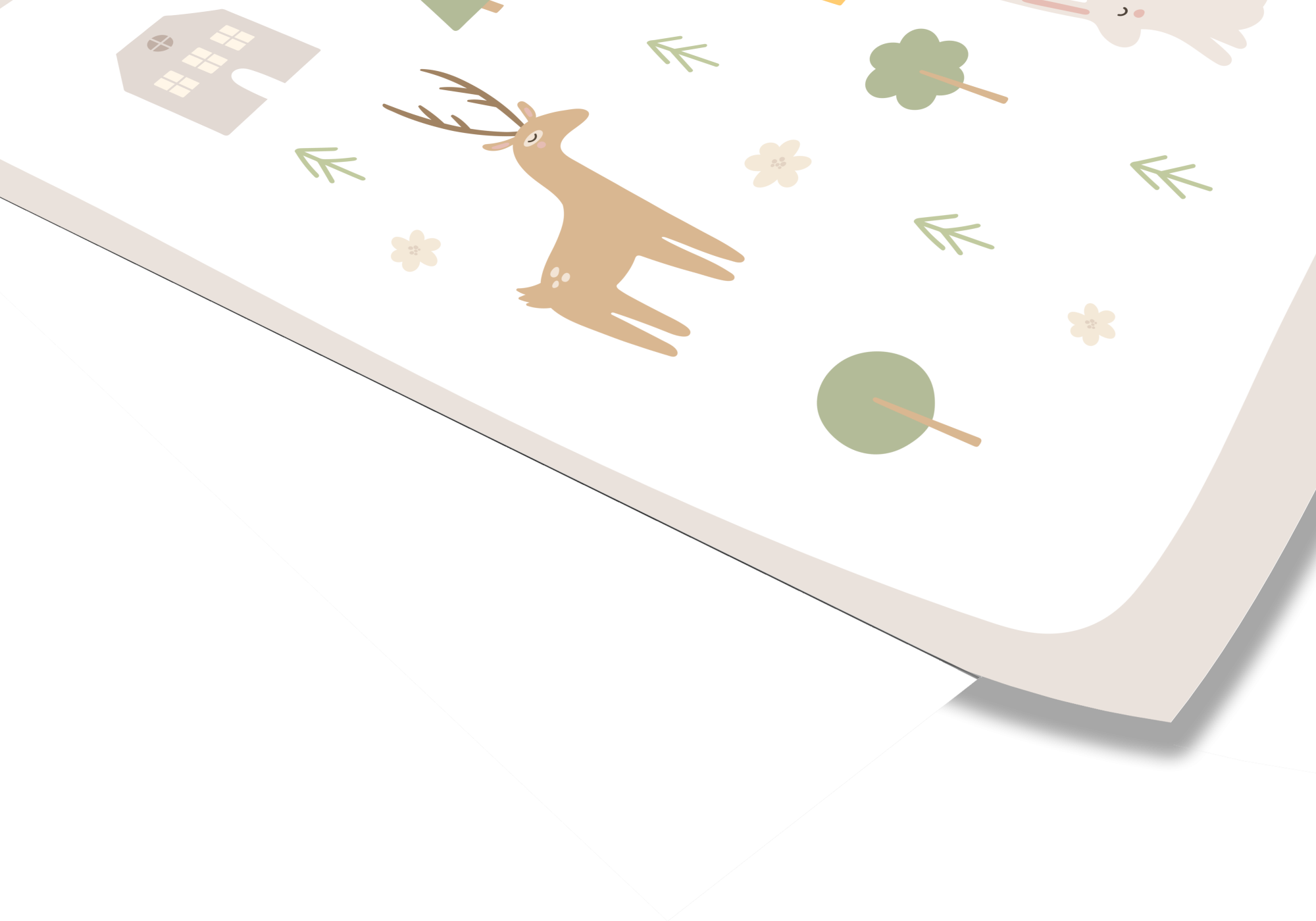 poster renard, cerf et lapin dans la forêt