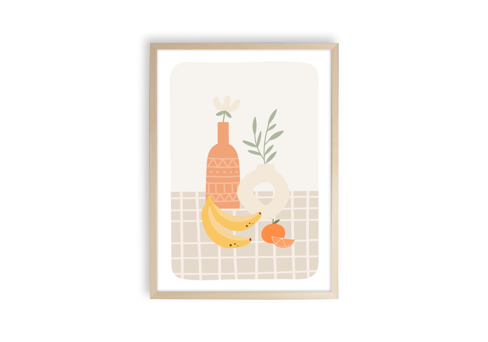 poster lifestyle avec vases, fleurs et fruits pour enfant