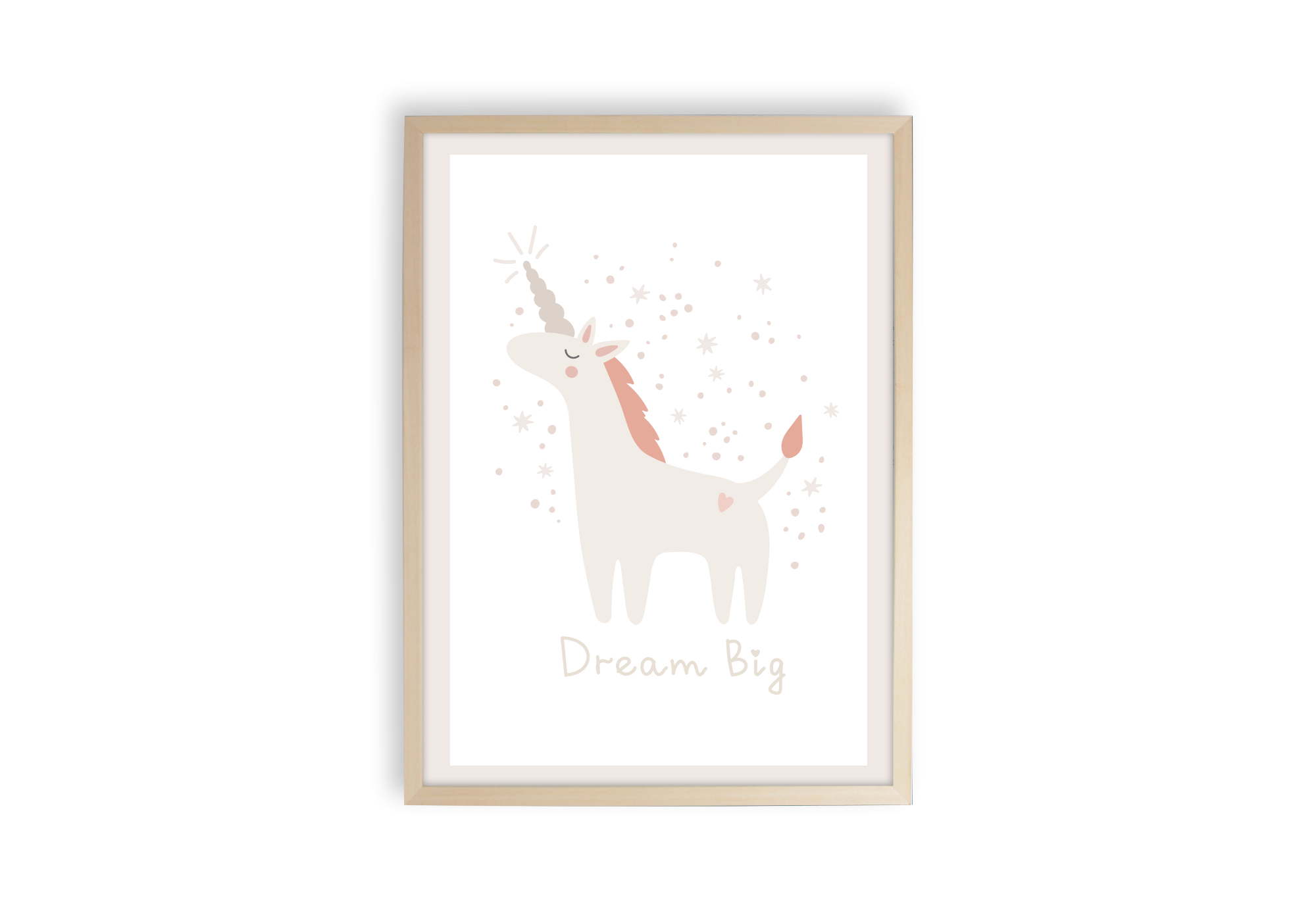 affiche licorne entourée d'étoiles dream big