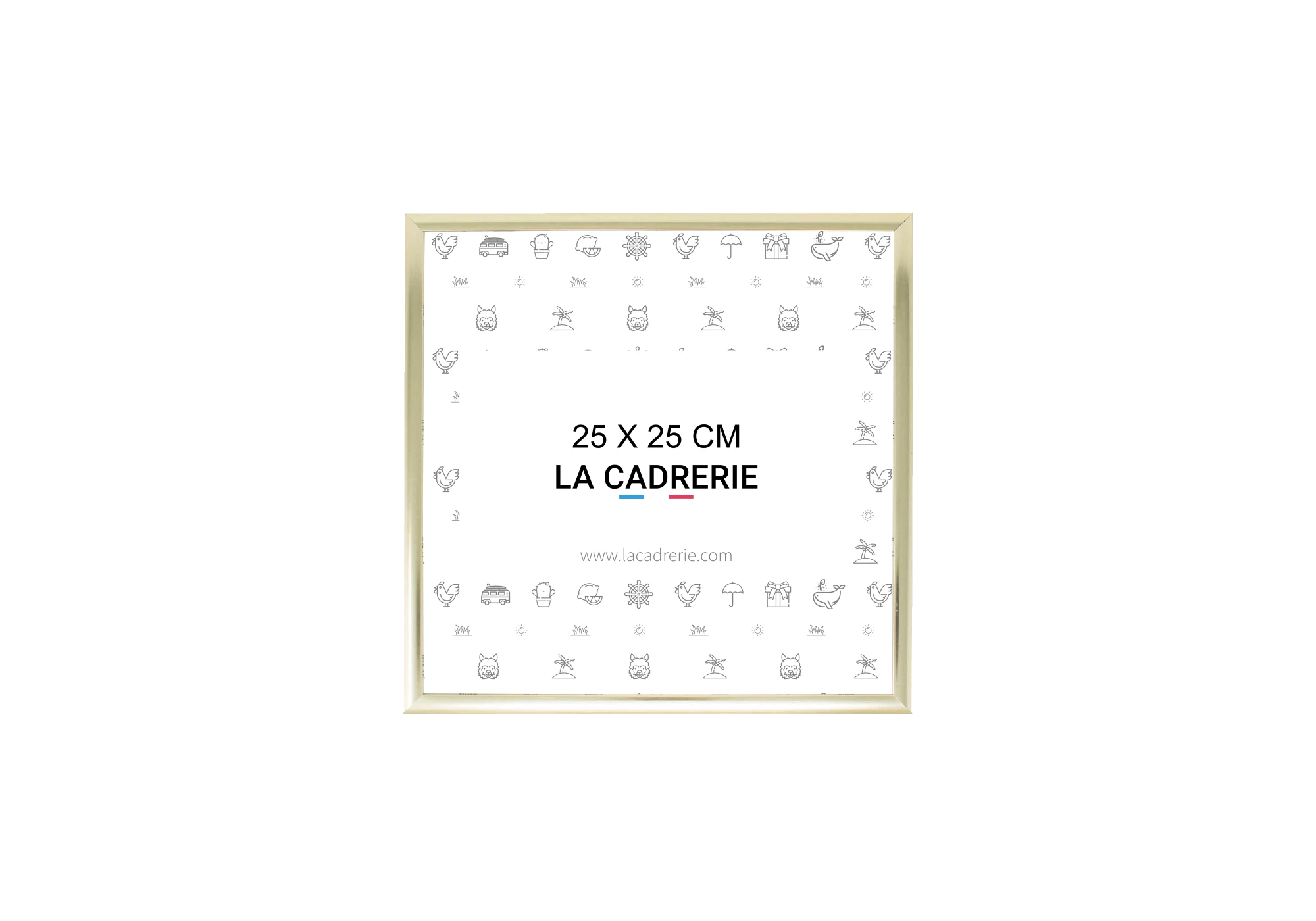 Cadre en aluminium dore idéal pour encadrer vos photos et posters de dimensions 25x25 cm.