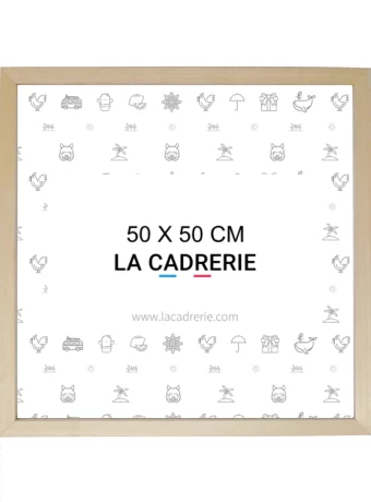 Cadre photo carre 50x50 cm en bois de tilleul et de couleur naturelle.