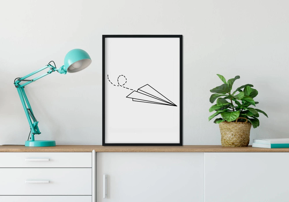 tableau avion en papier qui vole