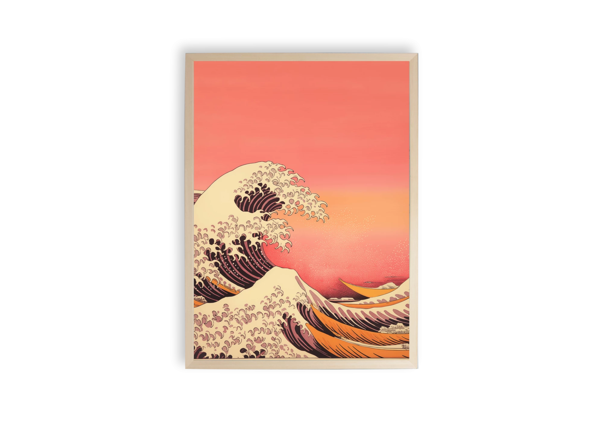 Découvrez l'affiche d'inspiration japonaise évoquant "La Grande Vague de Kanagawa" par Hokusai. Cette pièce de décoration murale capture la force de la nature à travers une vague puissante. Parfait pour les amateurs d'art et d'inspiration japonaise, ce poster est idéal pour ajouter une touche culturelle et sophistiquée à tout intérieur.