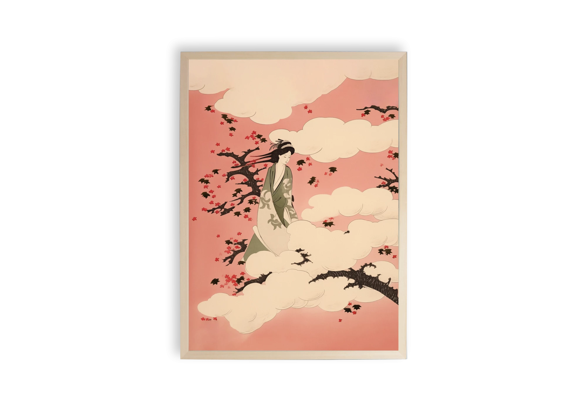 Notre affiche inspirante "Femme Japonaise au Kimono" est idéale pour ajouter une touche de décoration japonaise à votre espace. Poster parfait pour les amateurs d'art et d'inspiration japonaise. Embellissez votre maison avec cette œuvre d'art unique.