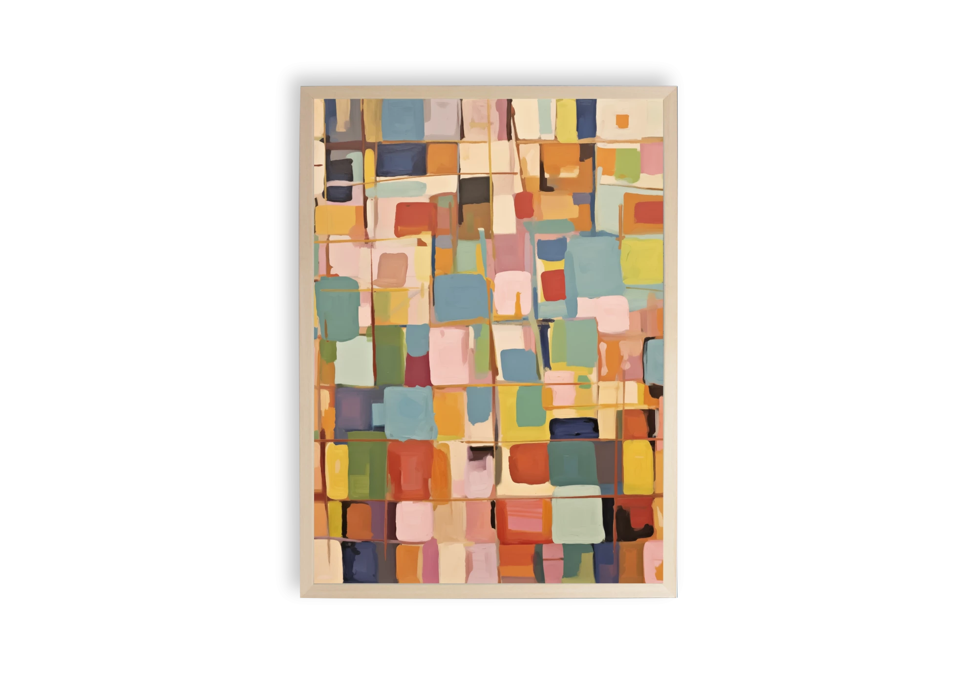 Découvrez cette affiche abstraite aux motifs de patchwork de couleurs, idéale pour ajouter une touche moderne à votre décoration. Poster coloré parfait pour salon ou bureau, haut en couleur et en style.