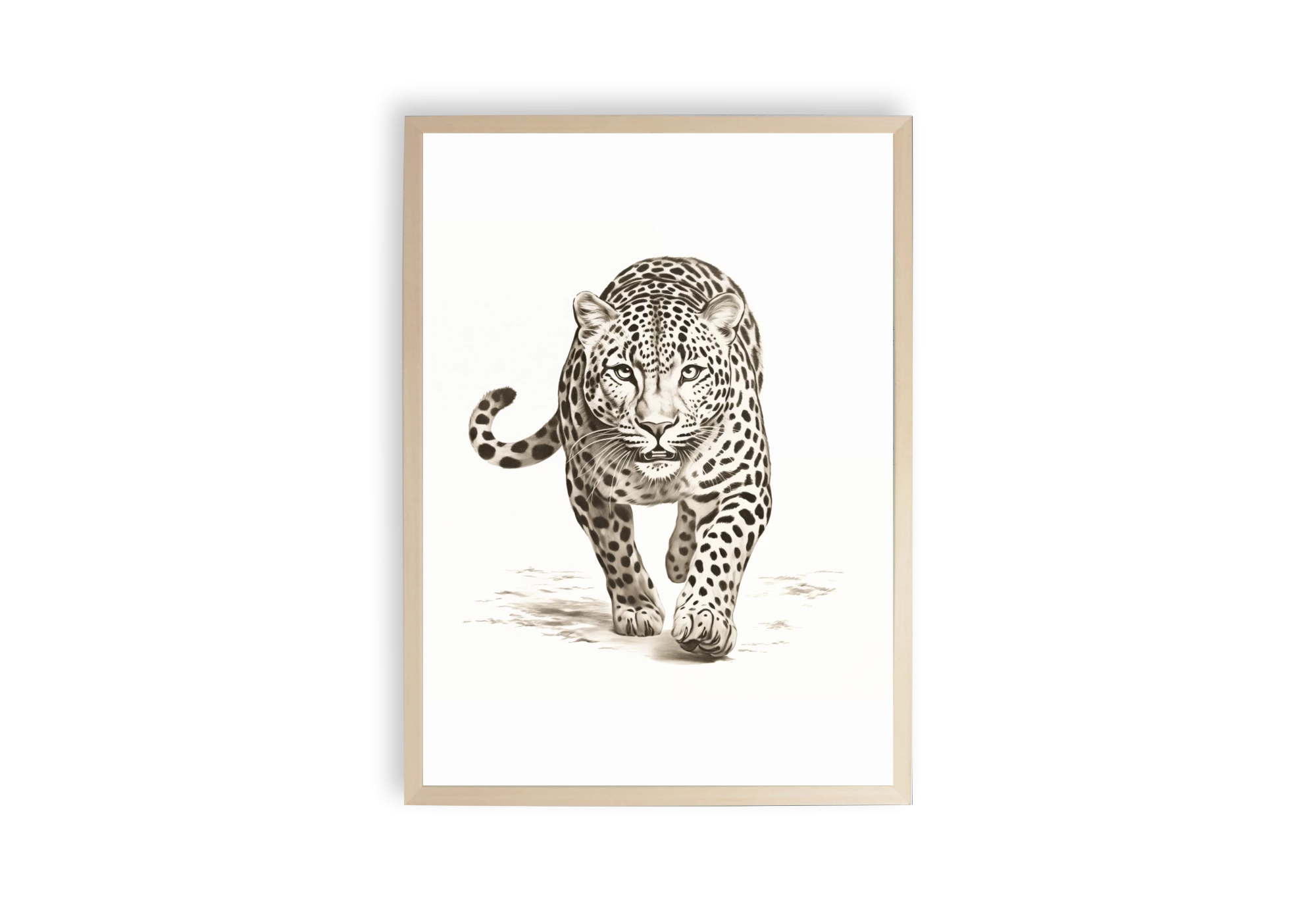 Voici cette élégante affiche de léopard en mouvement, idéale pour la décoration intérieure. Un poster captivant parfait pour ajouter une touche sauvage à votre espace avec style et caractère.