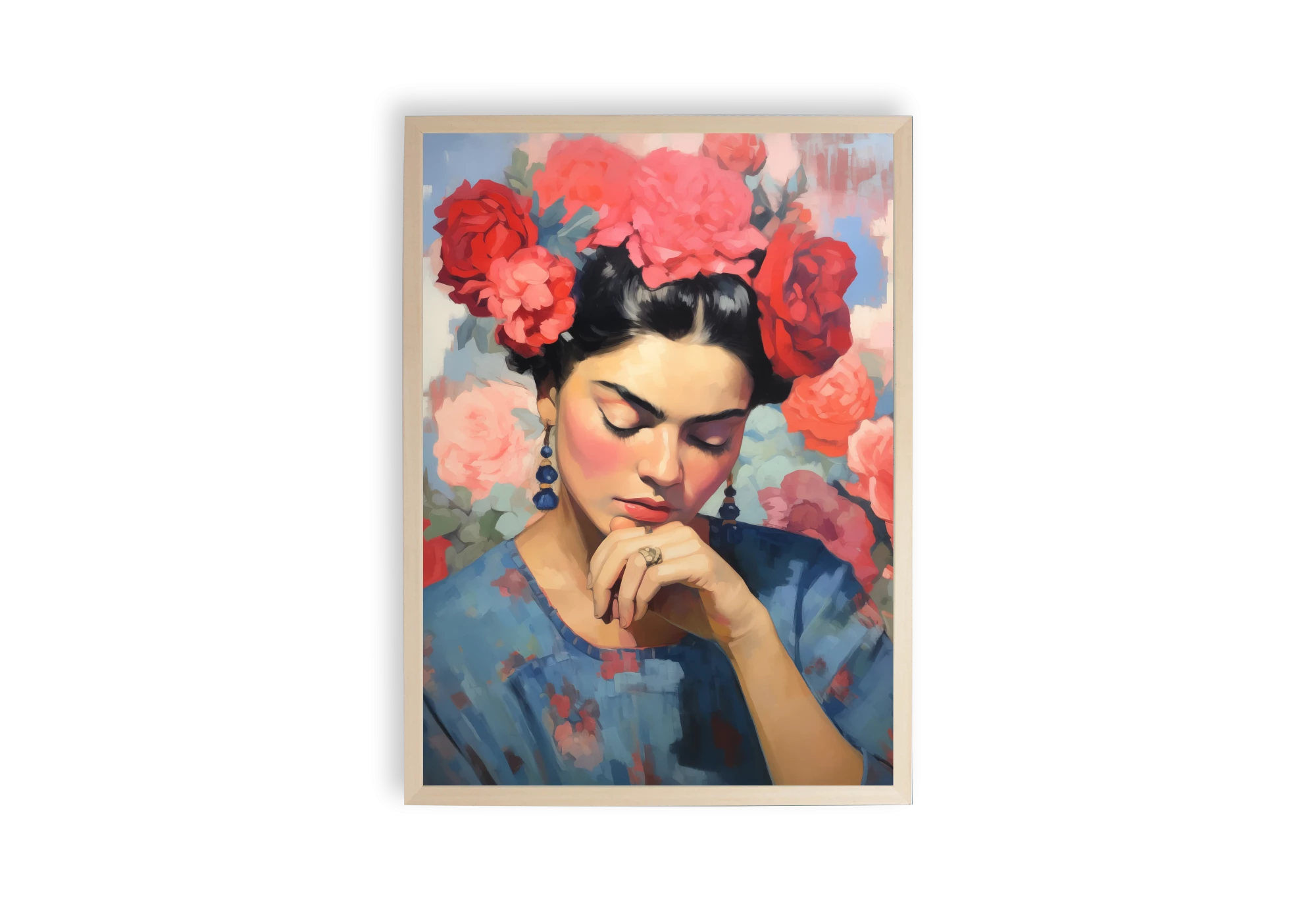 Découvrez cette affiche captivante représentant un portrait de femme couronnée de fleurs, idéale pour ajouter une touche d'élégance et de couleur à votre décoration intérieure.