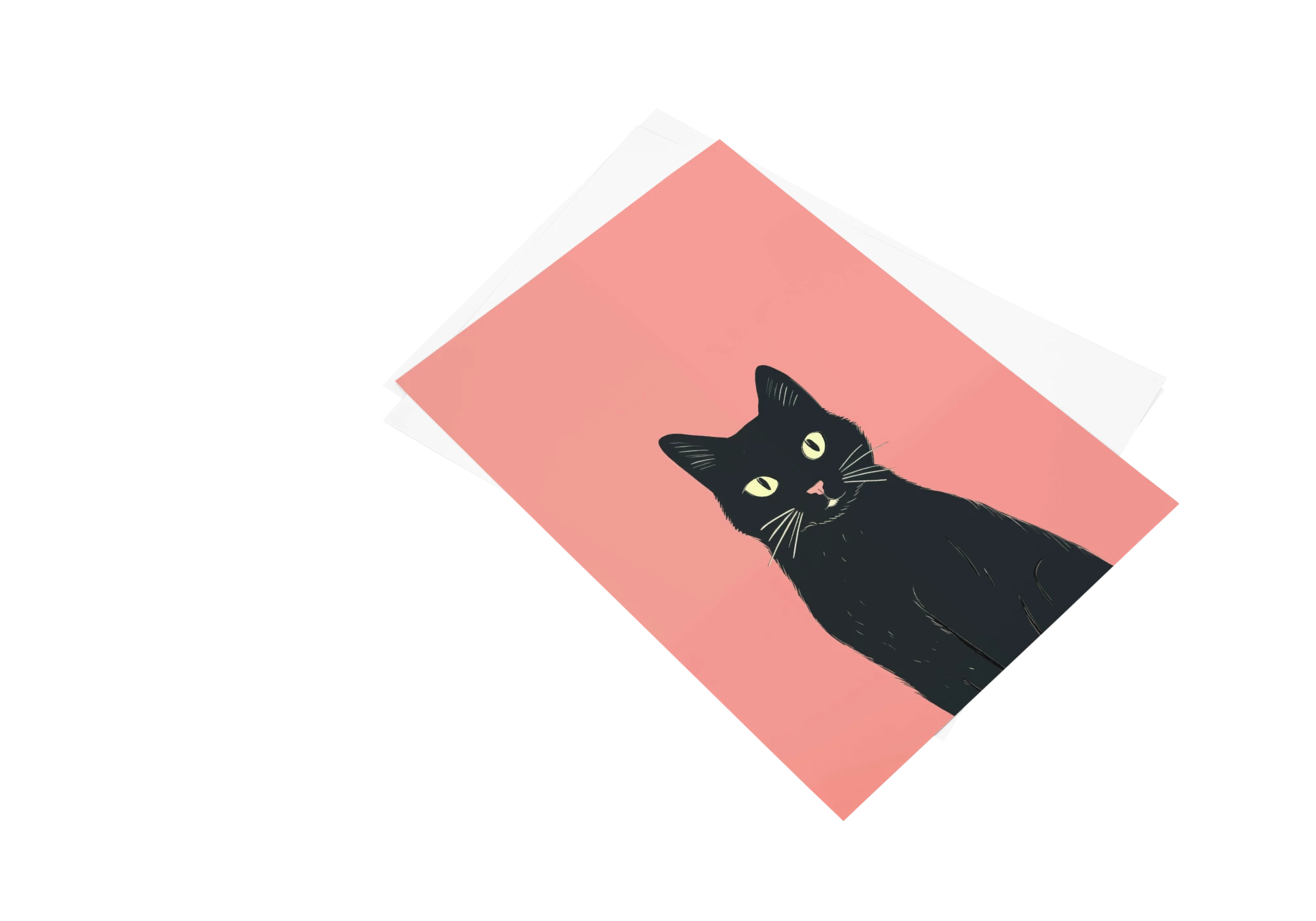 L'affiche Salem représente un chat noir sur fond rose, idéale pour ajouter une touche animale et moderne à votre décoration murale. Parfaite pour les amateurs de chats et de poster artistique.