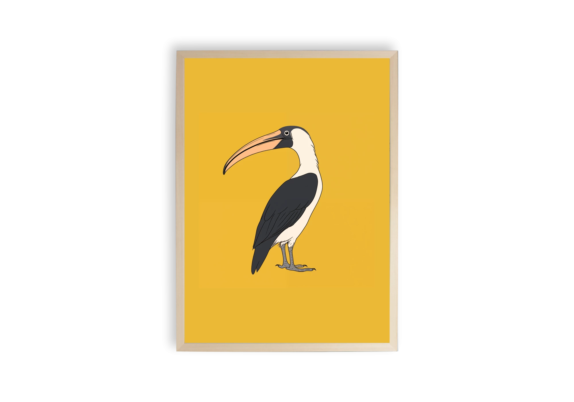 Ce poster élégant avec son cadre fin met en avant un oiseau stylisé sur un fond jaune vif, une touche moderne et audacieuse pour tout intérieur. Idéal pour rehausser l'esthétique d'une maison avec goût.