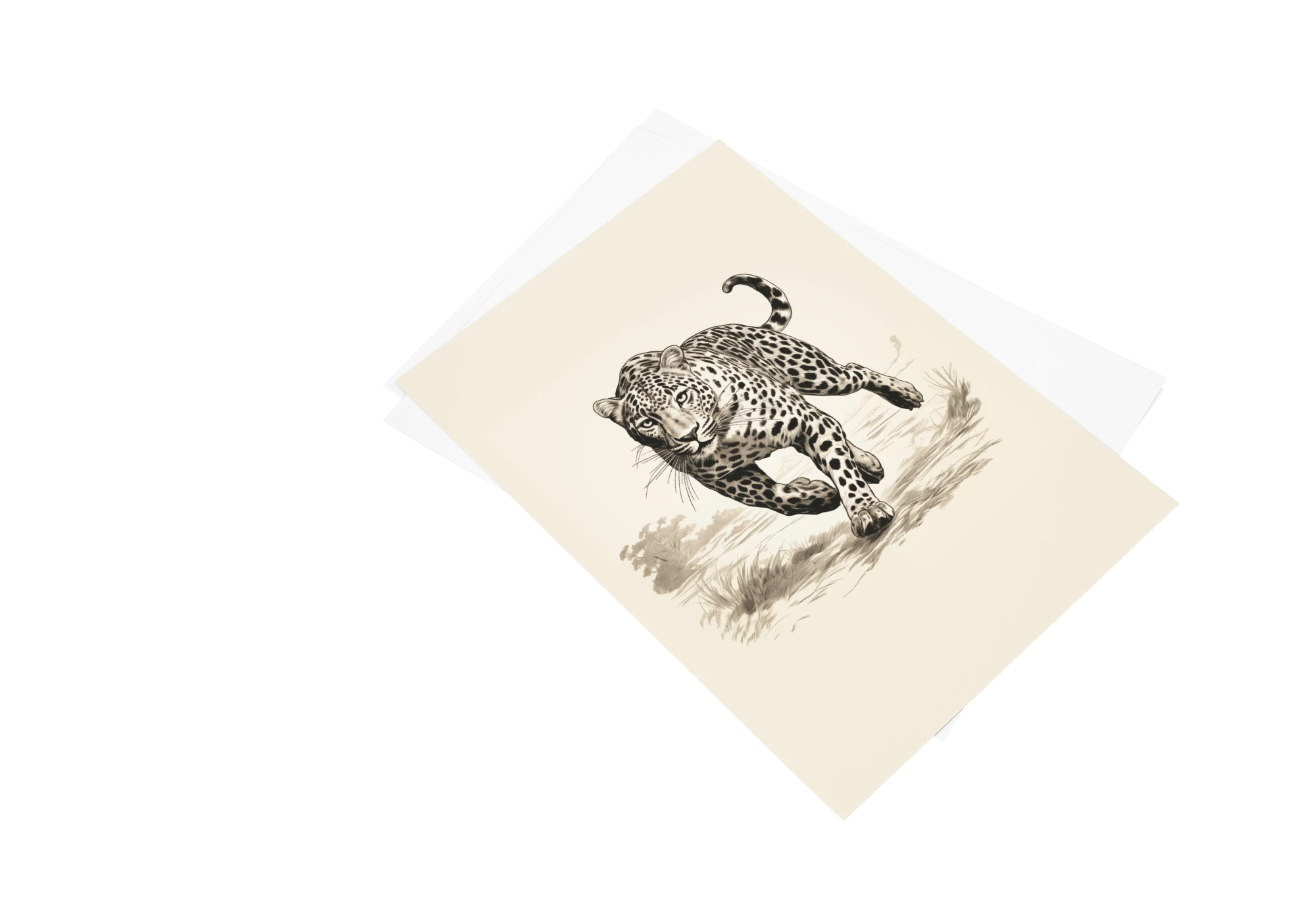 Une œuvre artistique dynamique pour rehausser votre intérieur, ce poster d'un léopard en pleine course est idéal pour ajouter une touche de vie sauvage à votre maison. Parfaitement encadré, il s'intègre dans tout type de décor.