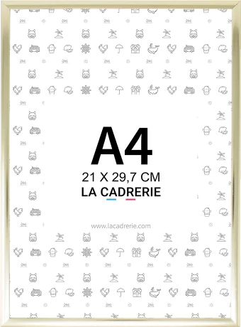 Découvrez notre élégant cadre A4 en aluminium doré, idéal pour sublimer posters et affiches. Ce cadre photo A4, au design moderne, rehausse votre décoration intérieure, ajoutant une touche sophistiquée à tout espace.