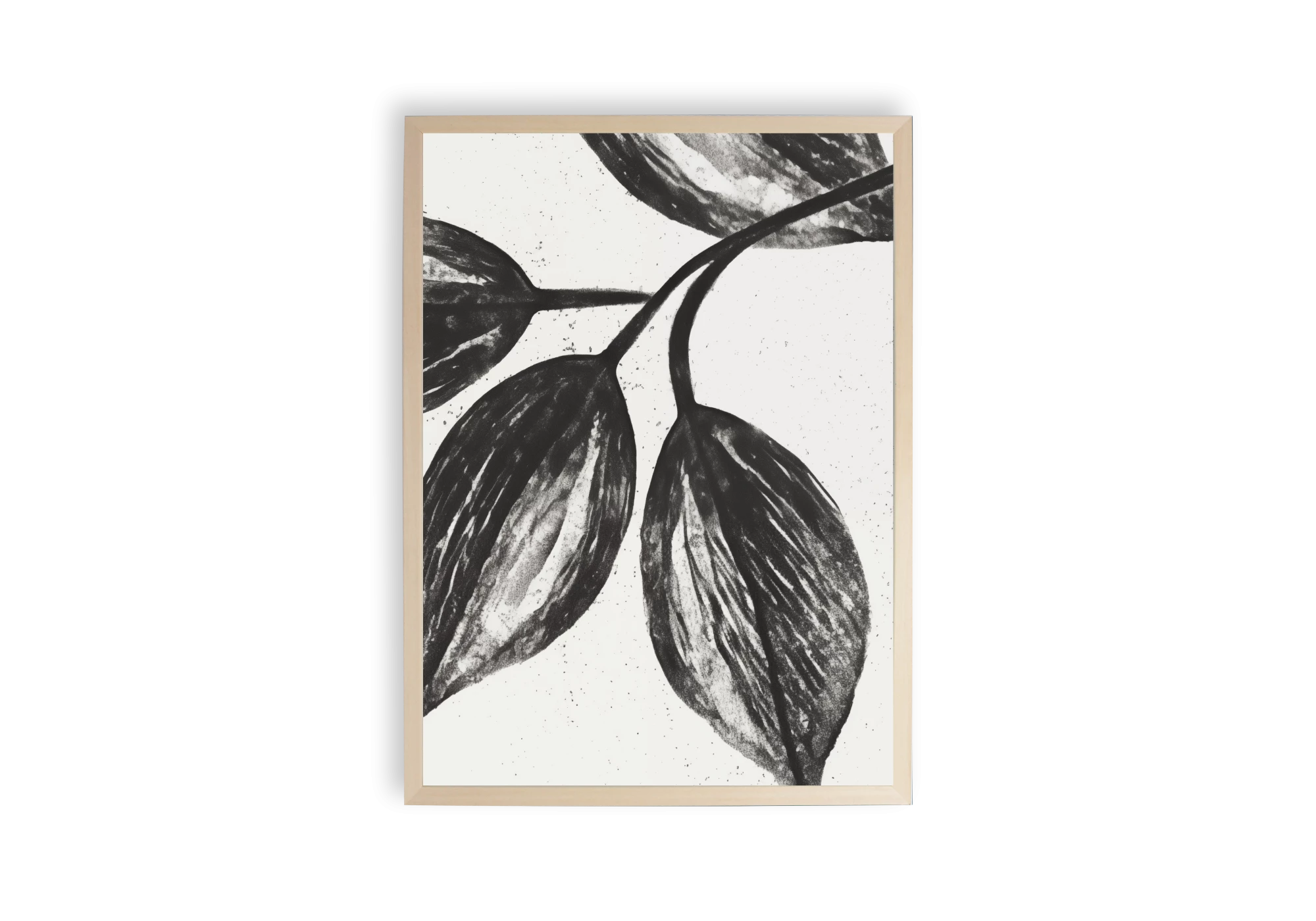Découvrez ce poster artistique représentant des feuilles monochromes, parfait pour ajouter une touche moderne et naturelle à votre intérieur. Encadré avec soin, il s'intègre harmonieusement dans toutes les maisons grâce à son design sobre et élégant.