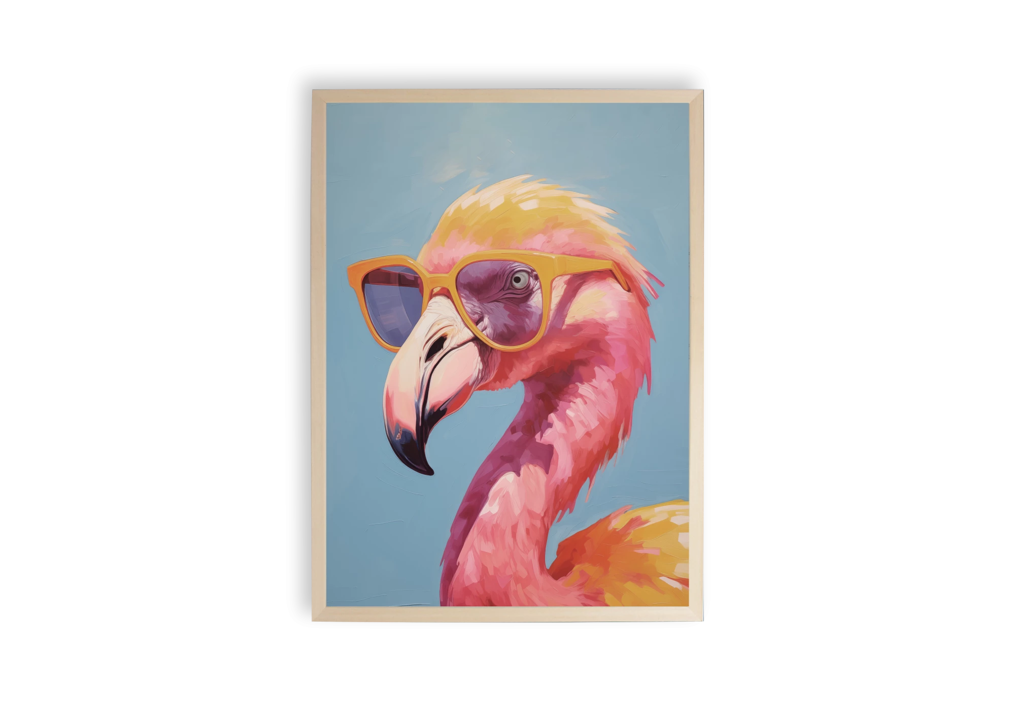Décorez votre intérieur avec ce poster vibrant d'un flamant rose portant des lunettes de soleil. Ce cadre coloré et moderne apporte une touche de fantaisie à votre maison. Idéal pour les amateurs d'affiches insolites et stylées.
