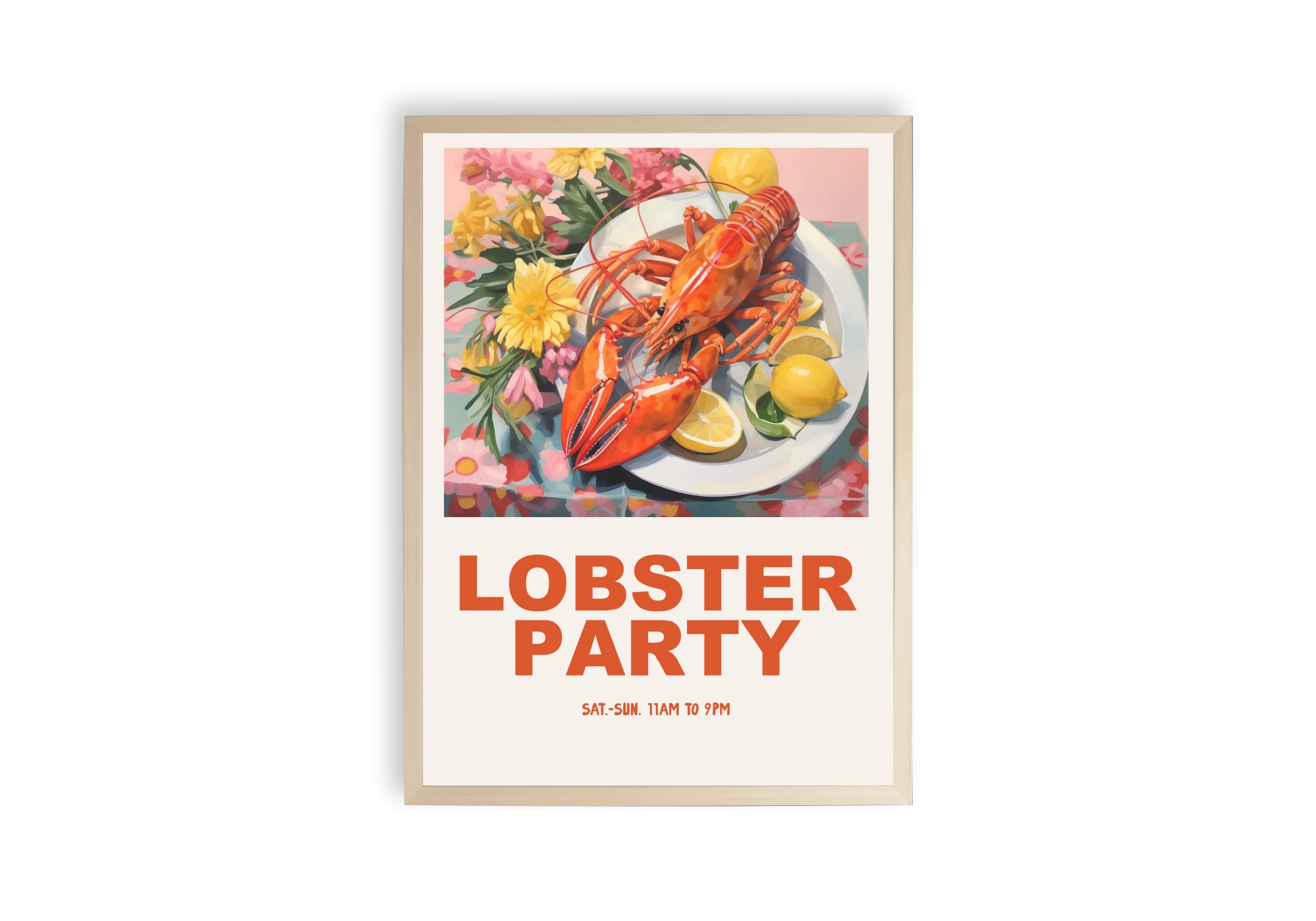 Ce poster vibrant de homard, en cadre élégant, est idéal pour décorer votre intérieur avec style. Ajoutez une touche de couleurs vives à votre maison avec ces affiches uniques. Parfait pour une ambiance maritime et festive chez vous.