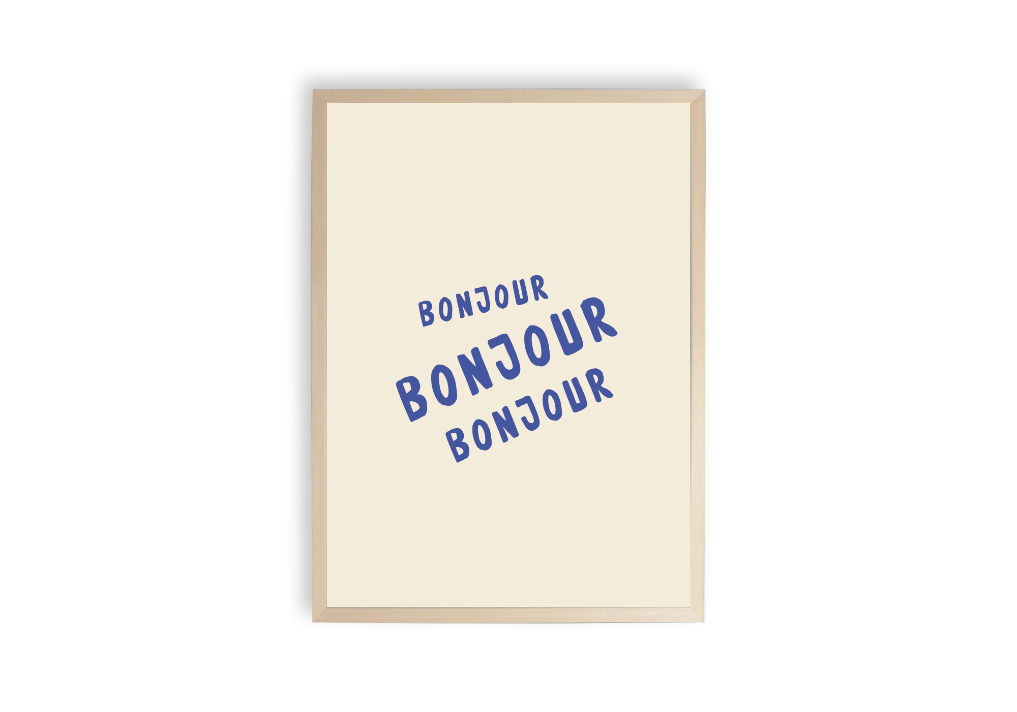 Découvrez comment les affiches peuvent transformer l'intérieur de votre maison. Ce poster 'Bonjour' encadré ajoute une touche chaleureuse et amicale à votre espace de vie. Parfait pour embellir vos murs et créer une ambiance accueillante.