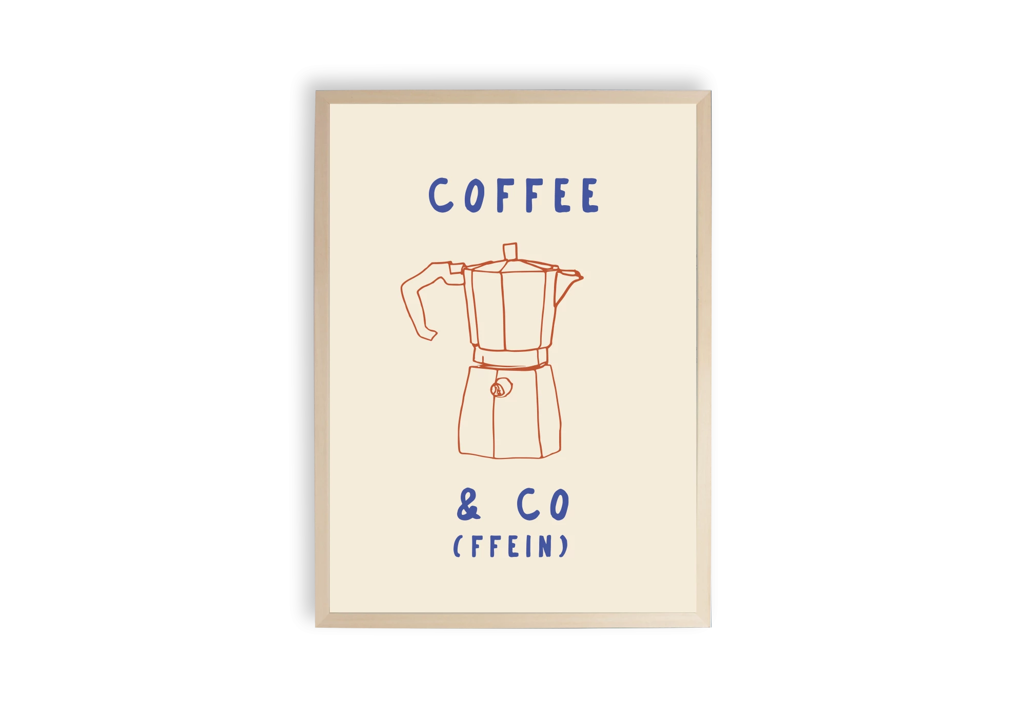 Découvrez cette affiche illustrant une cafetière italienne dans un style minimaliste. Parfaite pour ajouter une touche esthétique à votre intérieur, ce cadre s'harmonise avec tout type de décoration de maison. Un must-have pour les amateurs de café et de design épuré.