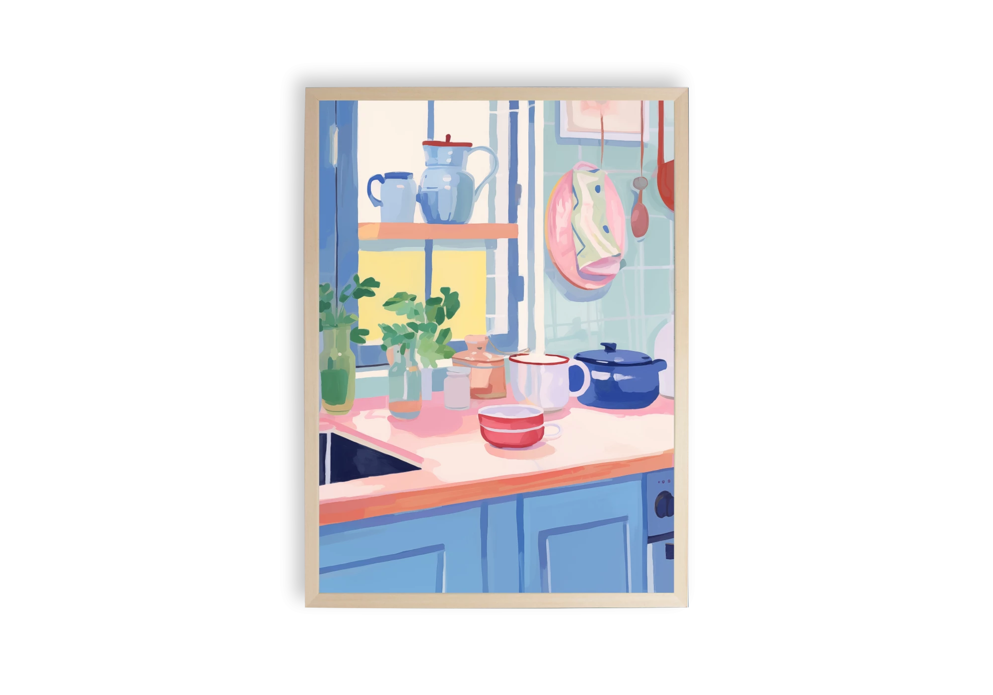 Explorez la chaleur et le charme d'une cuisine confortable avec ce poster encadré. Les teintes apaisantes et les éléments du quotidien capturés feront de cet intérieur une pièce maîtresse parmi vos affiches de maison.