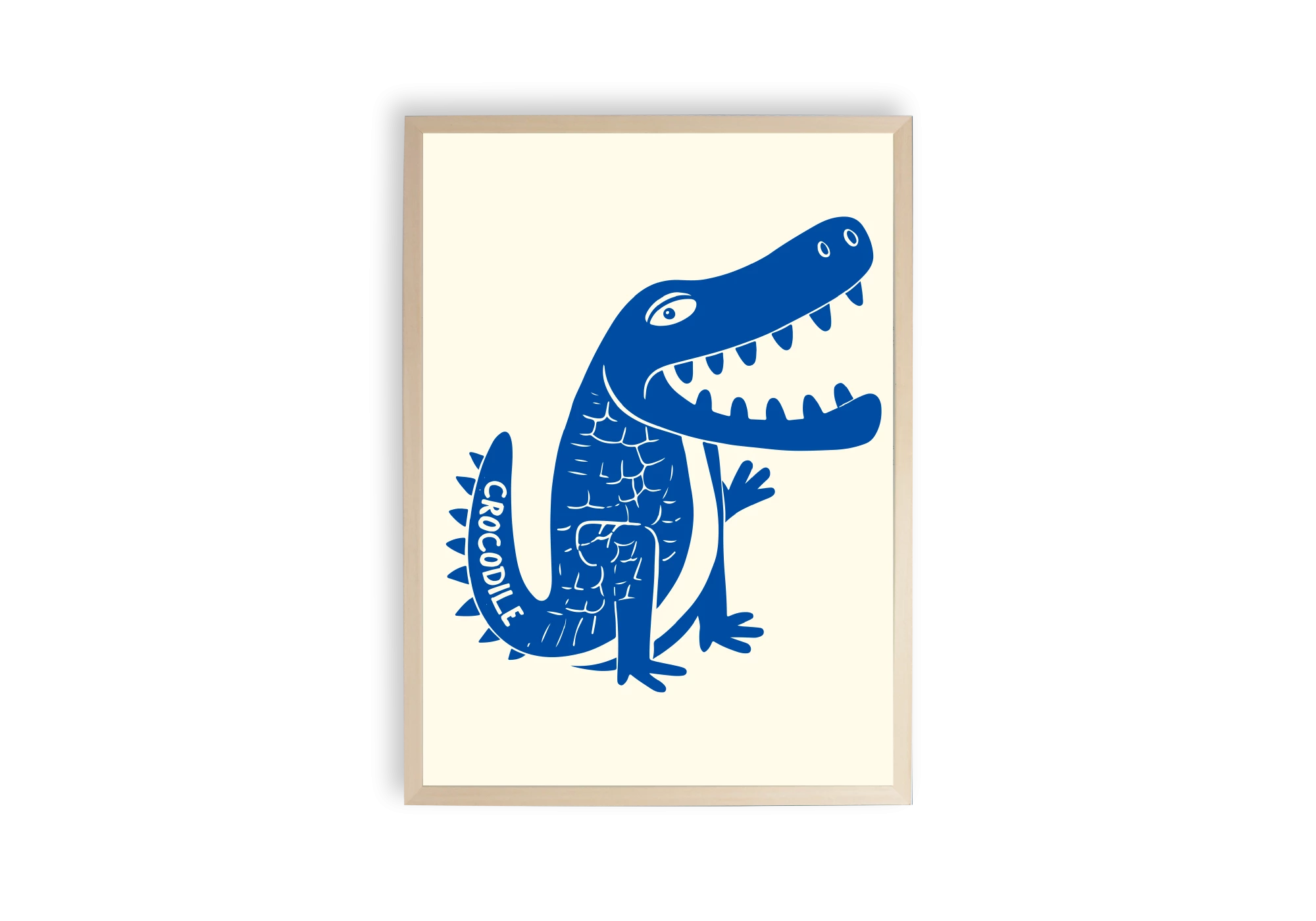 Cette affiche ludique représente un crocodile stylisé en bleu, parfait pour apporter une touche d'humour à votre intérieur. Idéale pour une maison moderne, elle s'intègre facilement dans un cadre pour compléter votre collection de posters et autres affiches décoratives.