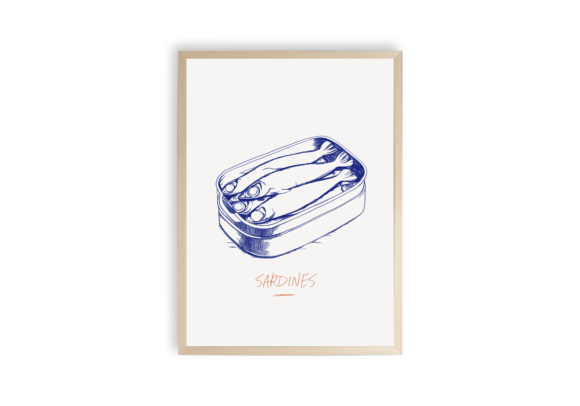 Découvrez notre affiche unique représentant un cadre épuré de sardines en boite, idéal pour décorer l'intérieur de votre maison. Ce poster aux traits fins et originaux s'intègre parfaitement dans votre collection d'affiches modernes et artistiques.