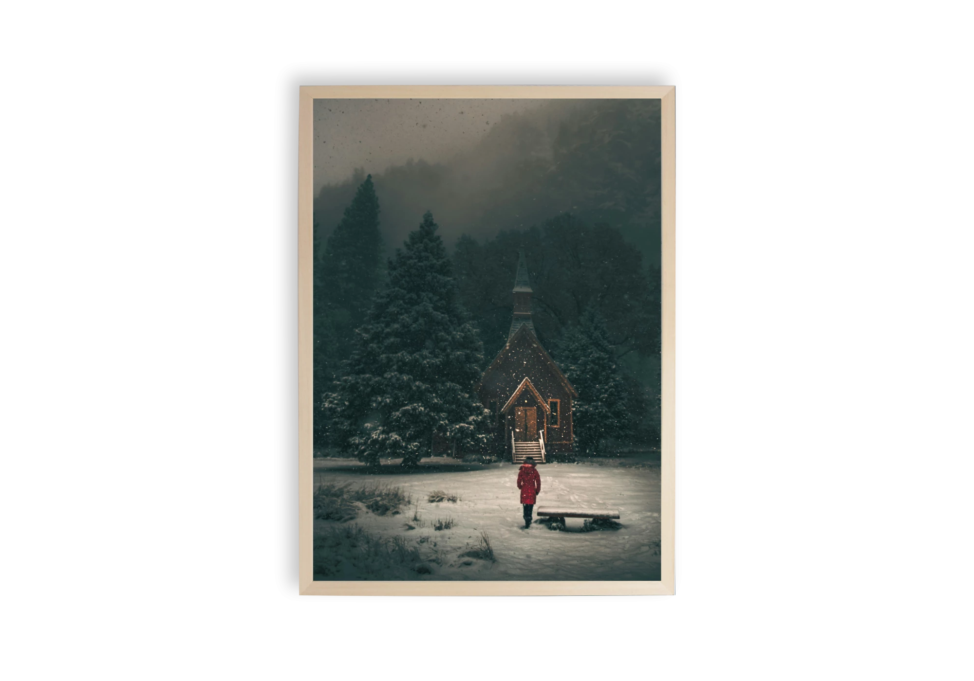 Ce poster captivant représente une maison en hiver, entourée de sapins enneigés. Idéal pour un intérieur chaleureux, cette affiche transforme votre espace en refuge féerique. Parfait pour les amateurs d'affiches, offrant une touche magique à votre décor maison.