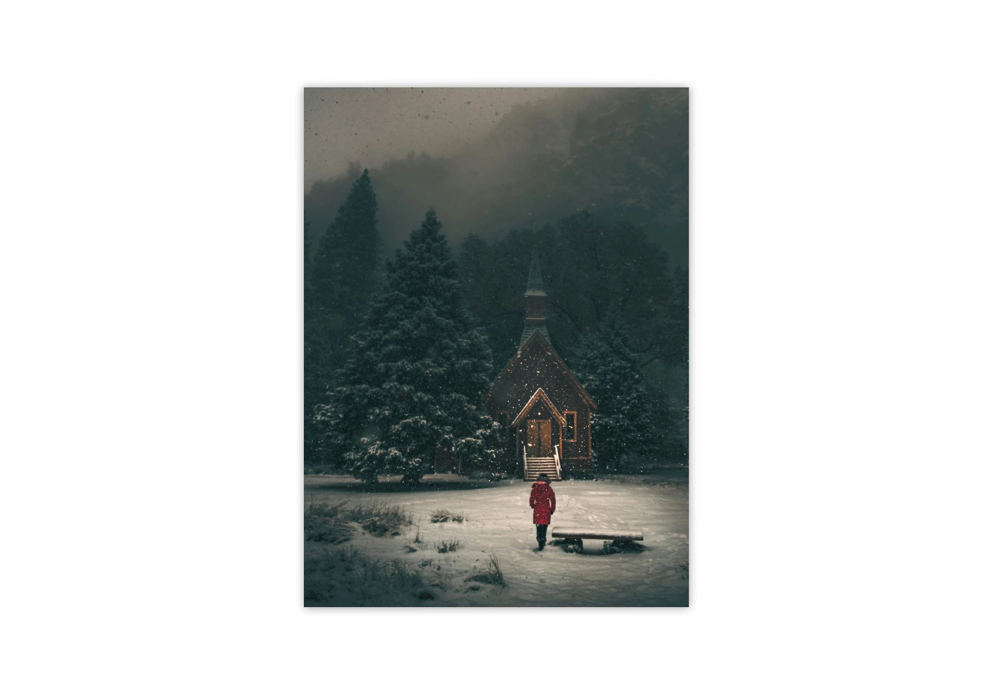 Découvrez un poster captivant représentant une maison éclairée dans un paysage hivernal. Idéal pour décorer l'intérieur, cette affiche unique ajoute une touche de magie à vos murs, capturant l'essence paisible des hivers enneigés. Parfait pour les amateurs de décorations chaleureuses.