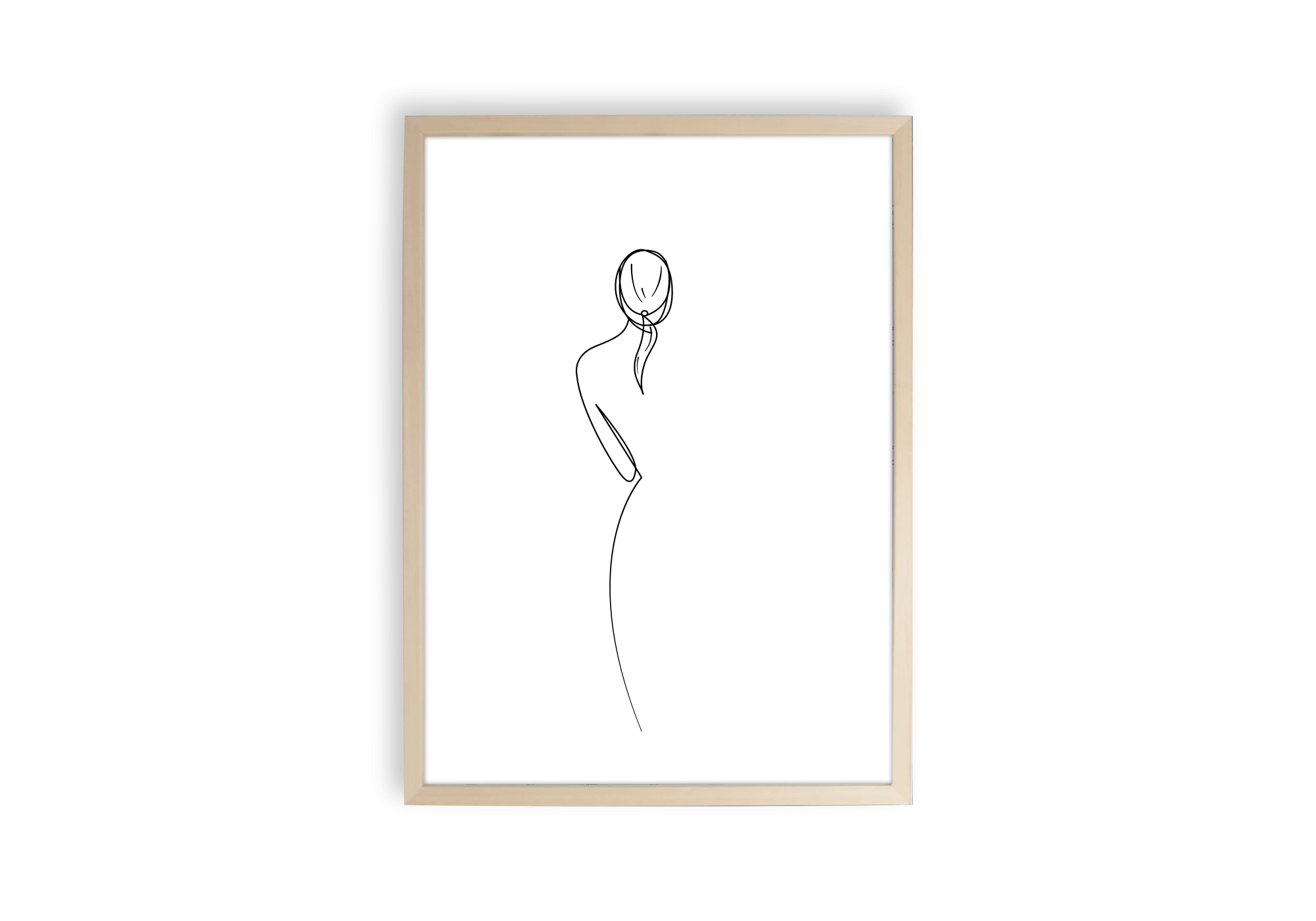 Affiche silhouette de femme nue de dos en dessin au trait